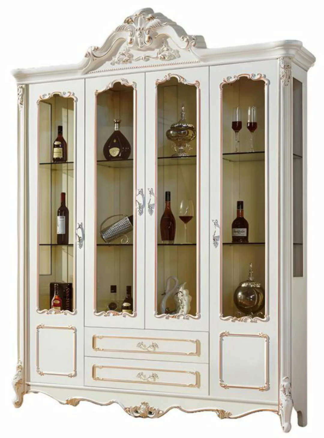 Xlmoebel Vitrine Luxuriöse Wohnzimmermöbel Schrank im Barockstil aus Holz ( günstig online kaufen