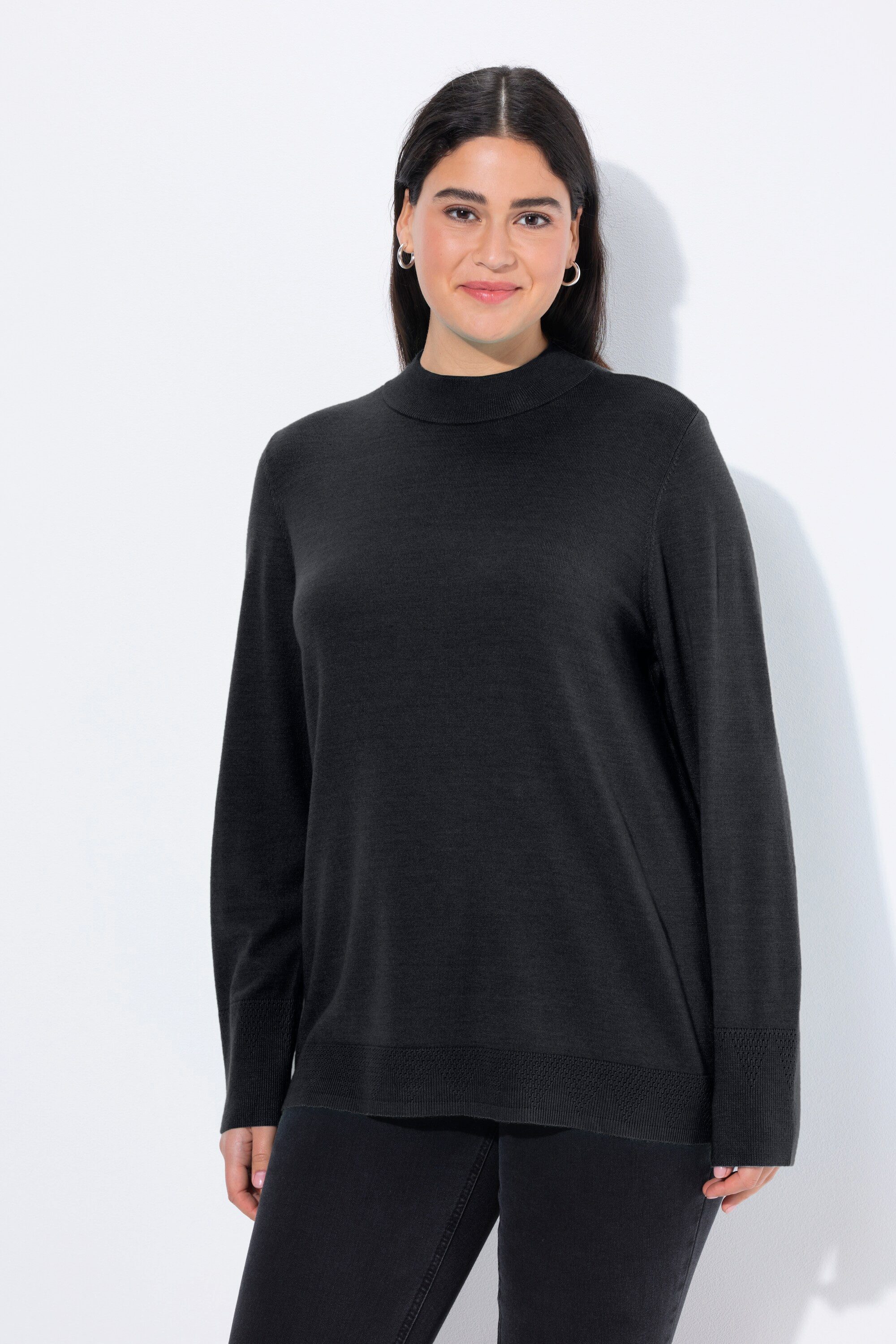 Ulla Popken Strickpullover Pullover Stehkragen Langarm günstig online kaufen