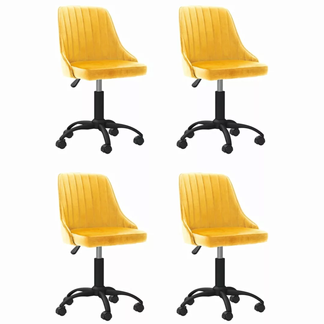 Esszimmerstühle 4 Stk. Drehbar Gelb Samt günstig online kaufen