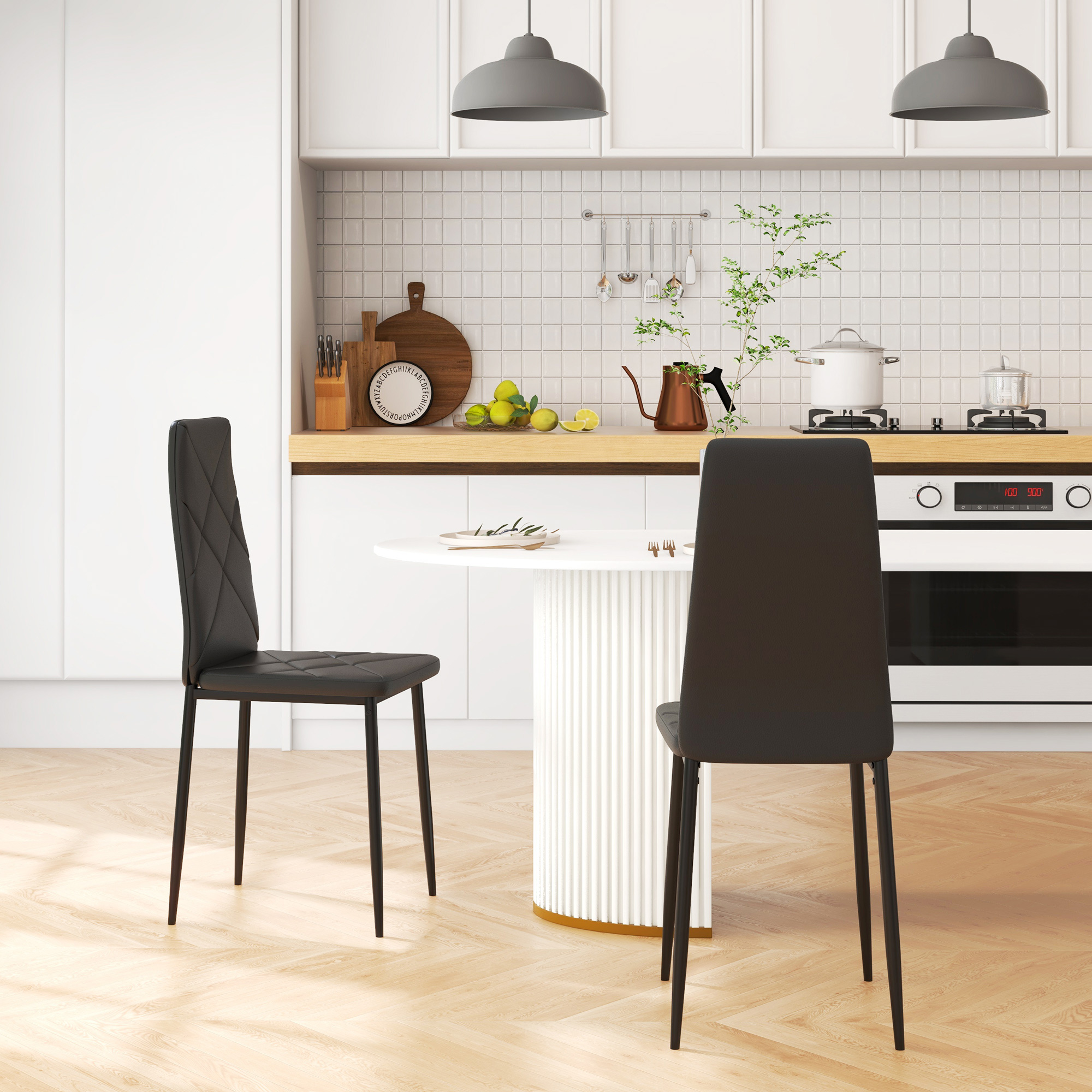 HOMCOM Set 2 Stühle Esszimmer Hoher Rückenlehne, Küchenstühle Kunstleder Di günstig online kaufen
