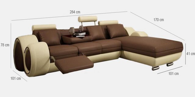 JVmoebel Ecksofa Patentiertes Design Ecksofa Sofa Couch Polster Leder Ecke günstig online kaufen