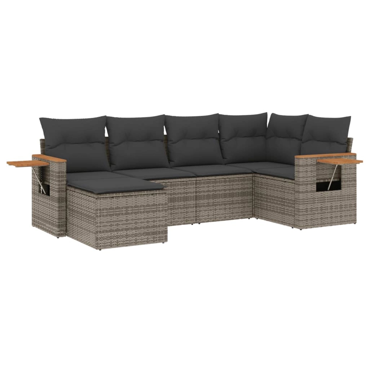 vidaXL 6-tlg Garten-Sofagarnitur mit Kissen Grau Poly Rattan Modell 121 günstig online kaufen