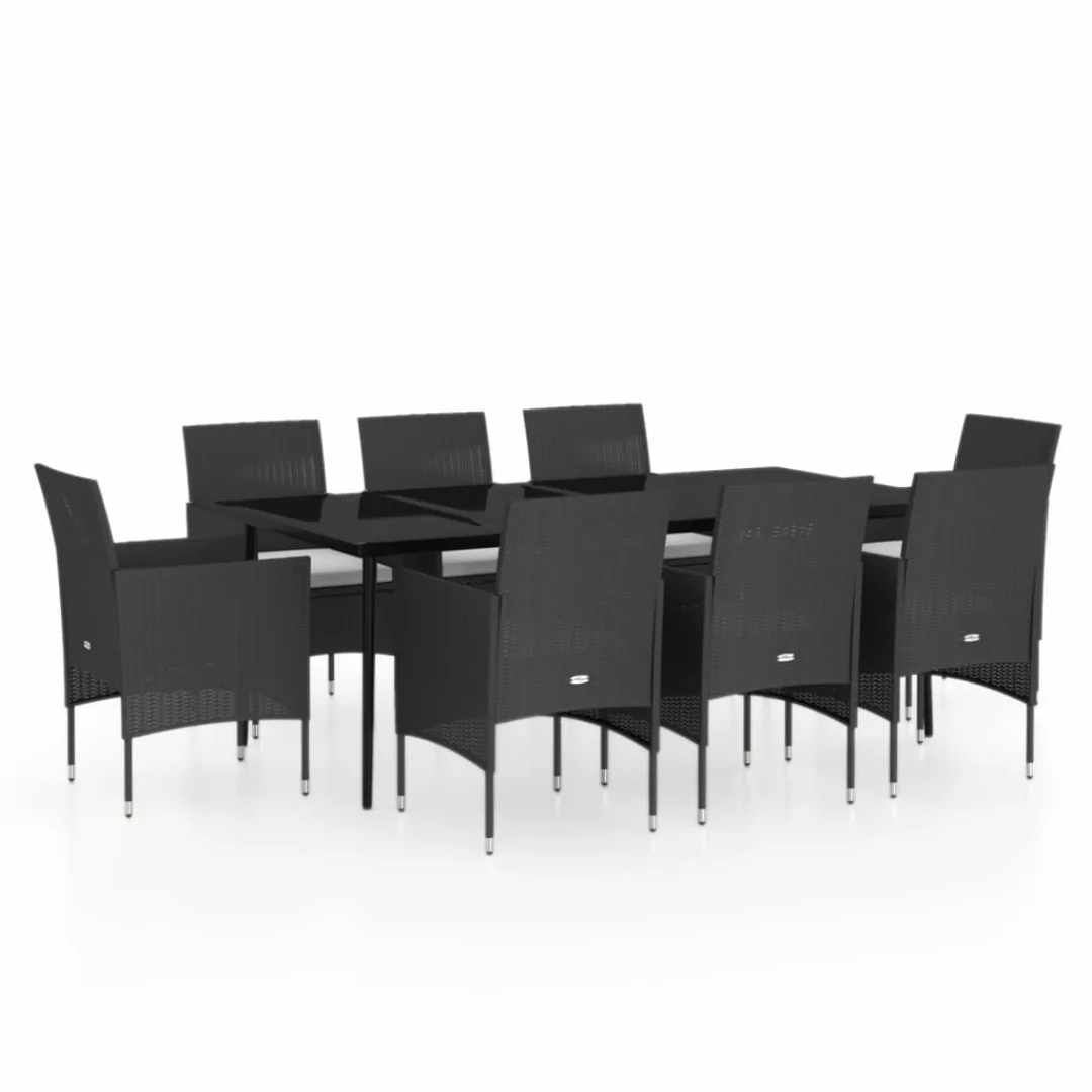 Vidaxl 9-tlg. Garten-essgruppe Mit Auflagen Schwarz günstig online kaufen