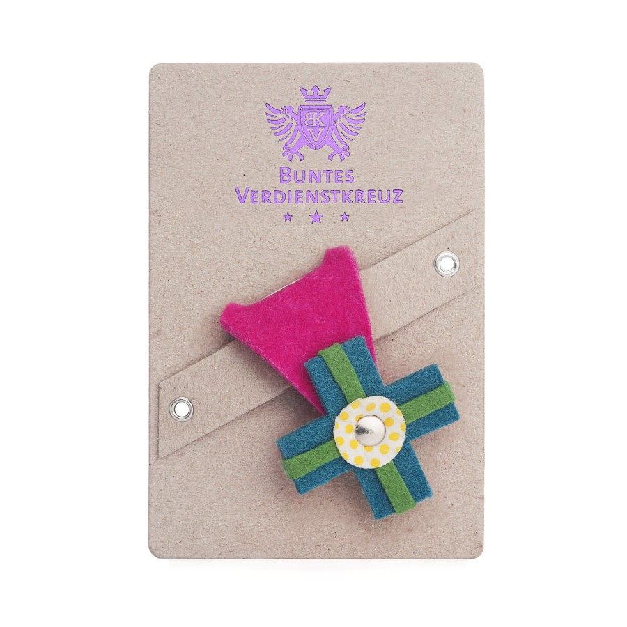 Buntes Verdienstkreuz aus Filz pink-türkis günstig online kaufen