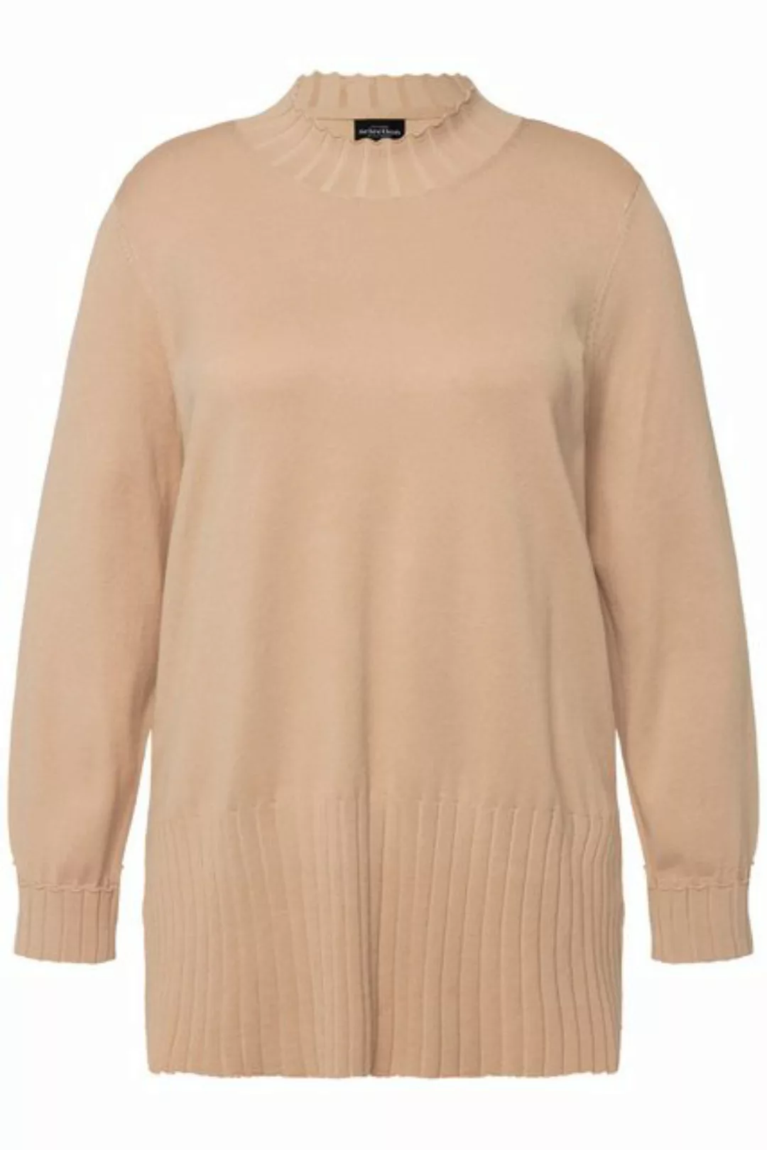 Ulla Popken Strickpullover Pullover gerippter Stehkragen Langarm günstig online kaufen