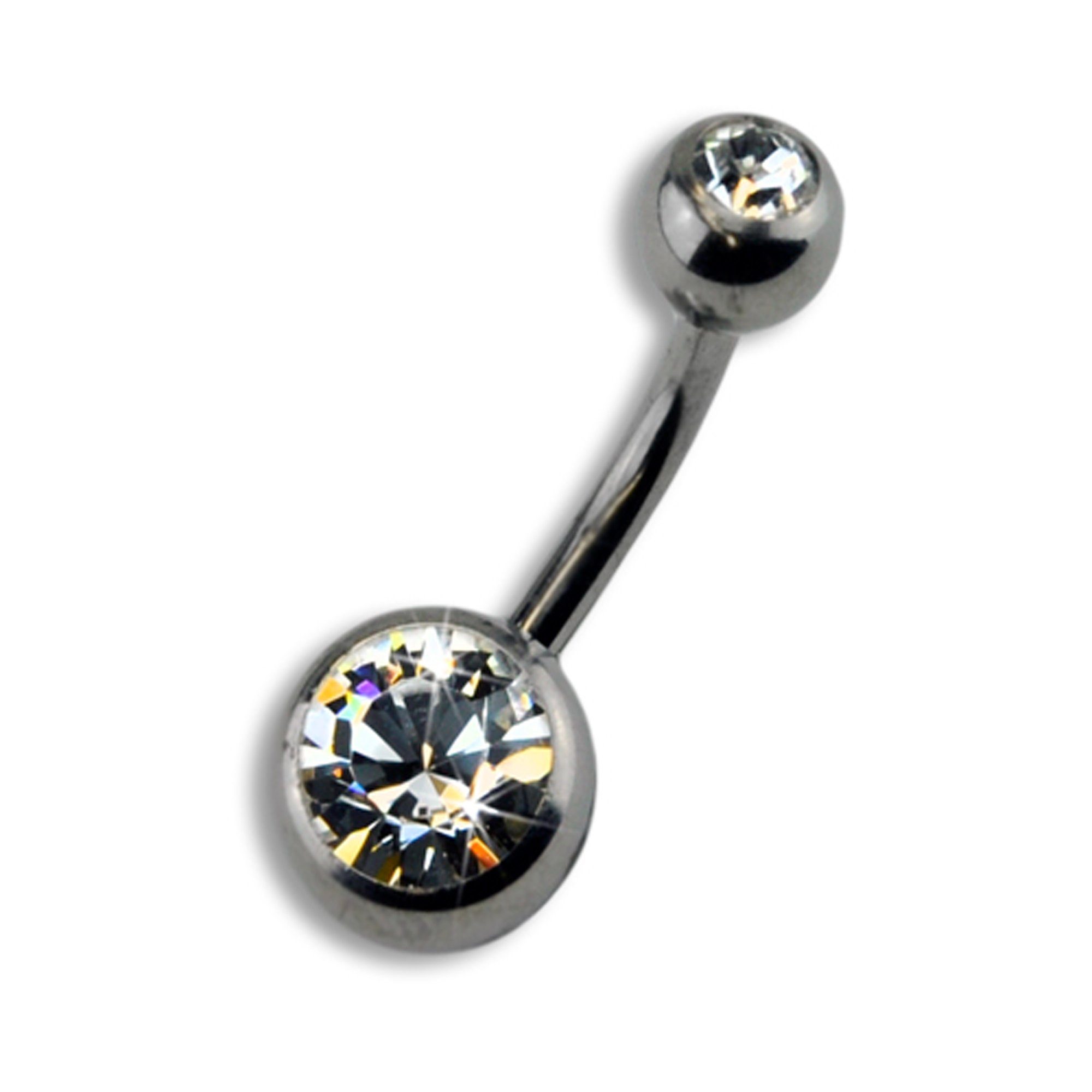Zeeme Bauchnabelpiercing Titan silberfarben Kristall weiß günstig online kaufen