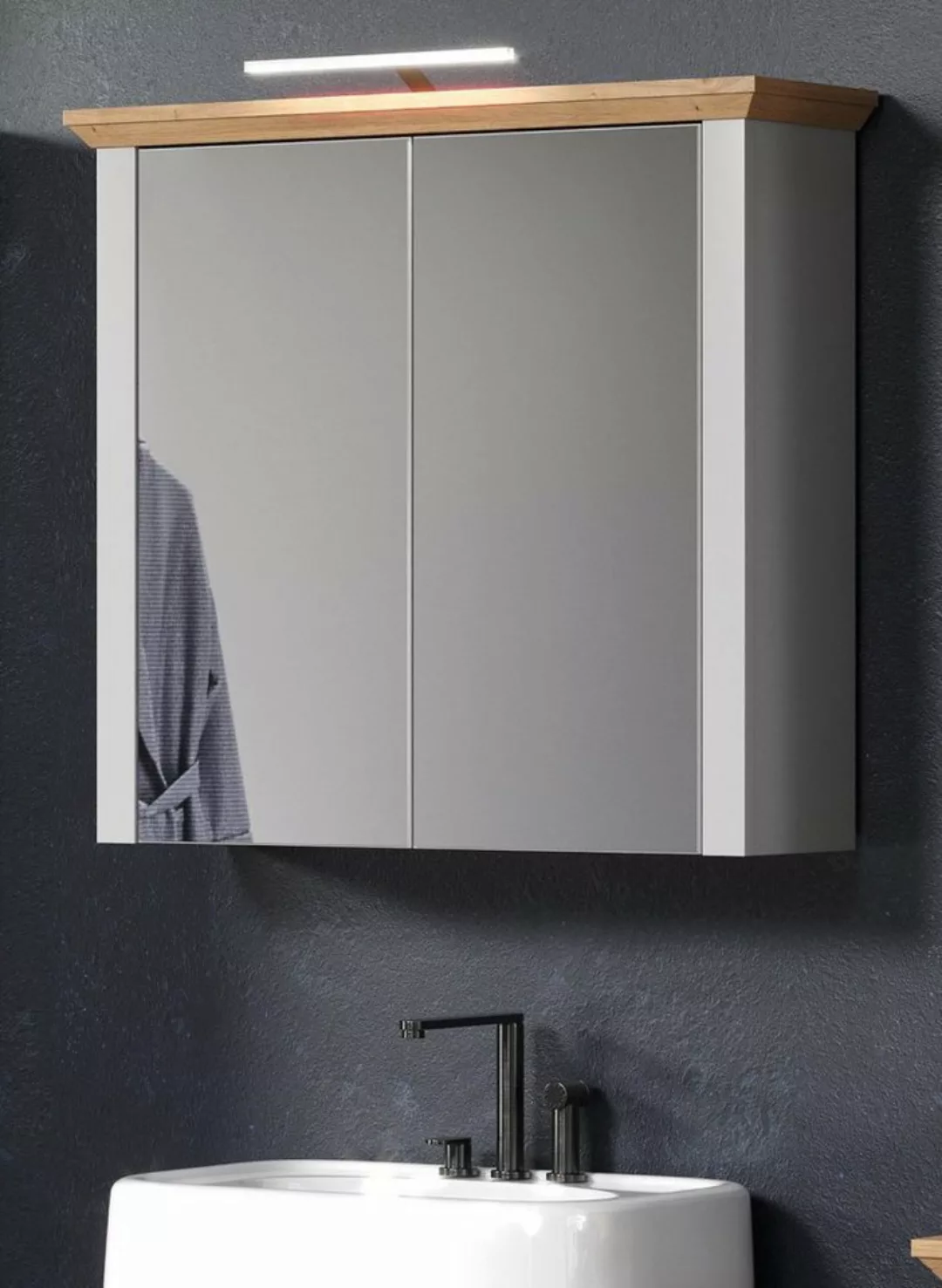 Furn.Design Badezimmerspiegelschrank Landmark (Badschrank in hellem grau mi günstig online kaufen