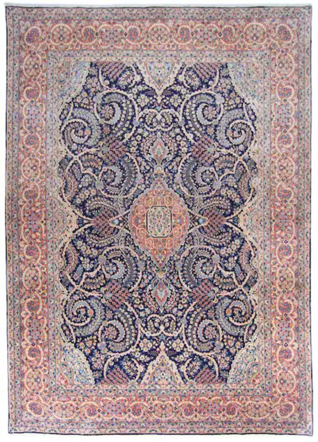 morgenland Wollteppich »Rafsanjan Medaillon Blu scuro 350 x 251 cm«, rechte günstig online kaufen