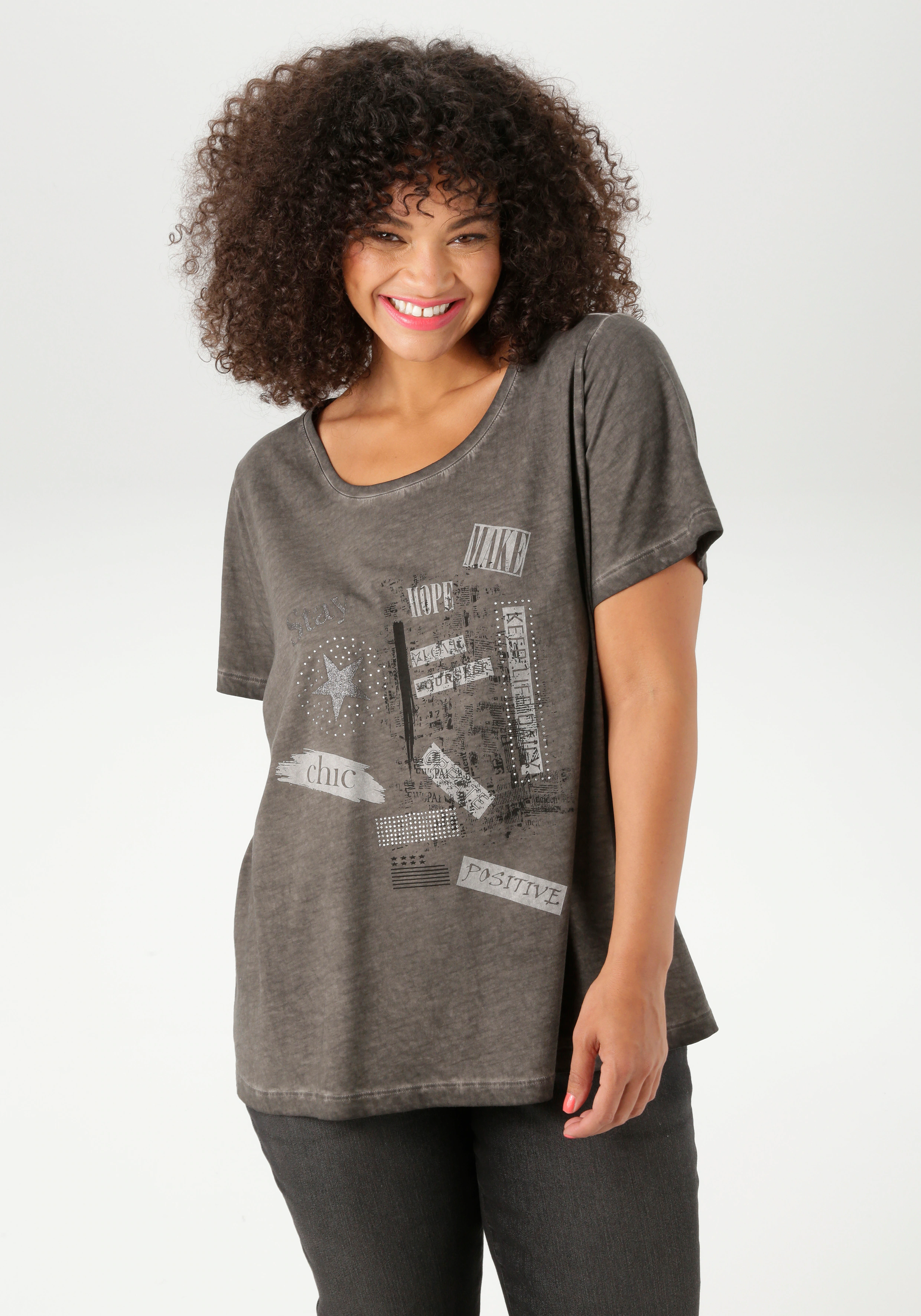 Aniston PLUS T-Shirt, mit edlem Druckmotiv - NEUE KOLLEKTION günstig online kaufen
