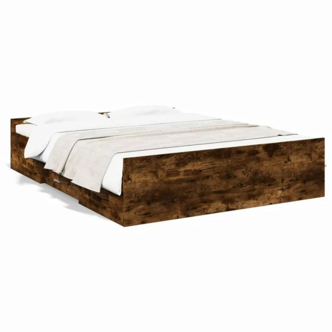 vidaXL Bett Bettgestell mit Schubladen Räuchereiche 150x200cm Holzwerkstoff günstig online kaufen