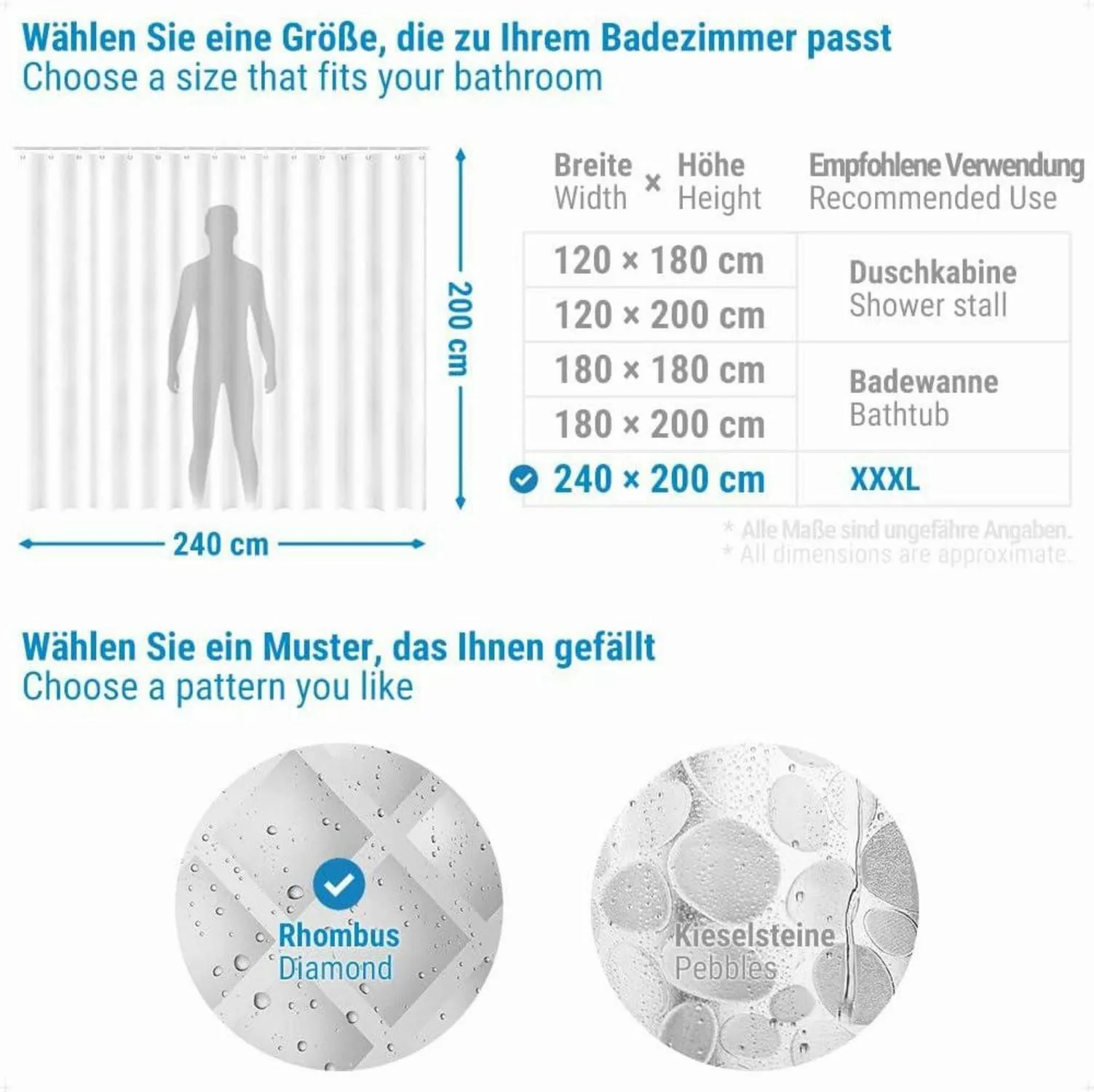 LuxusKollektion Duschvorhang Duschvorhang 3D Rhombus Eva günstig online kaufen