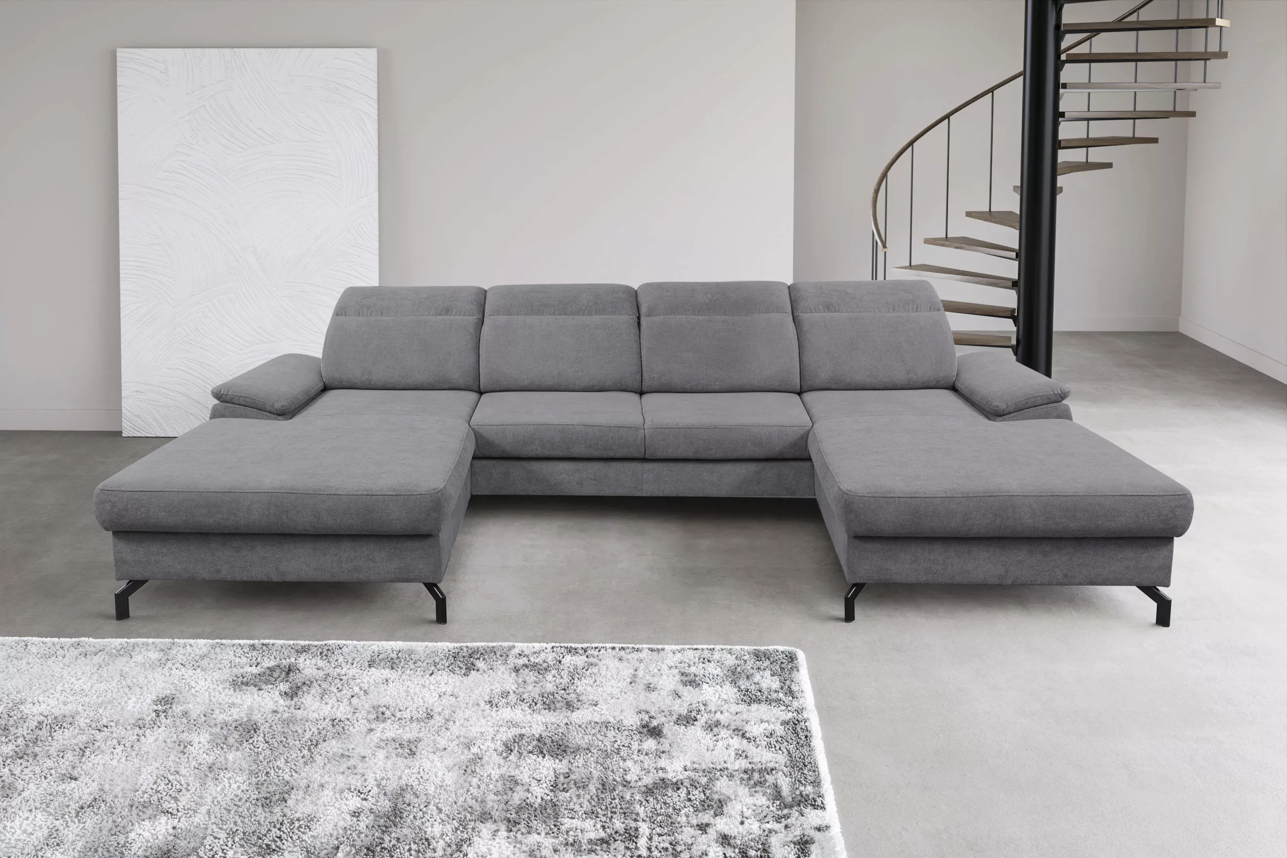 WERK2 Wohnlandschaft "Slavio U-Form", Modernes U-Sofa mit Schlaffunktion, B günstig online kaufen