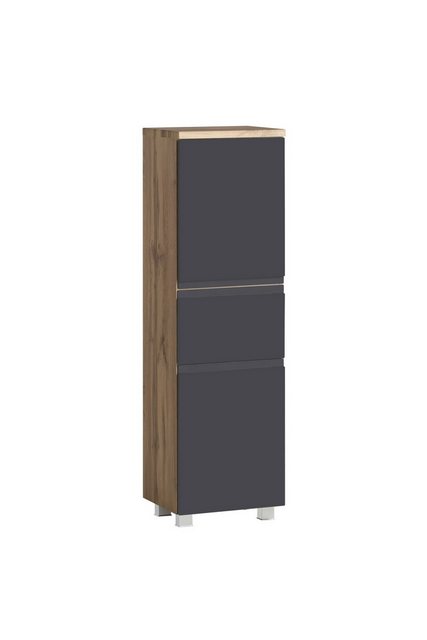 HELD MÖBEL Midischrank in grau, Wotaneiche, MDF - 40x130x35cm (BxHxT) günstig online kaufen