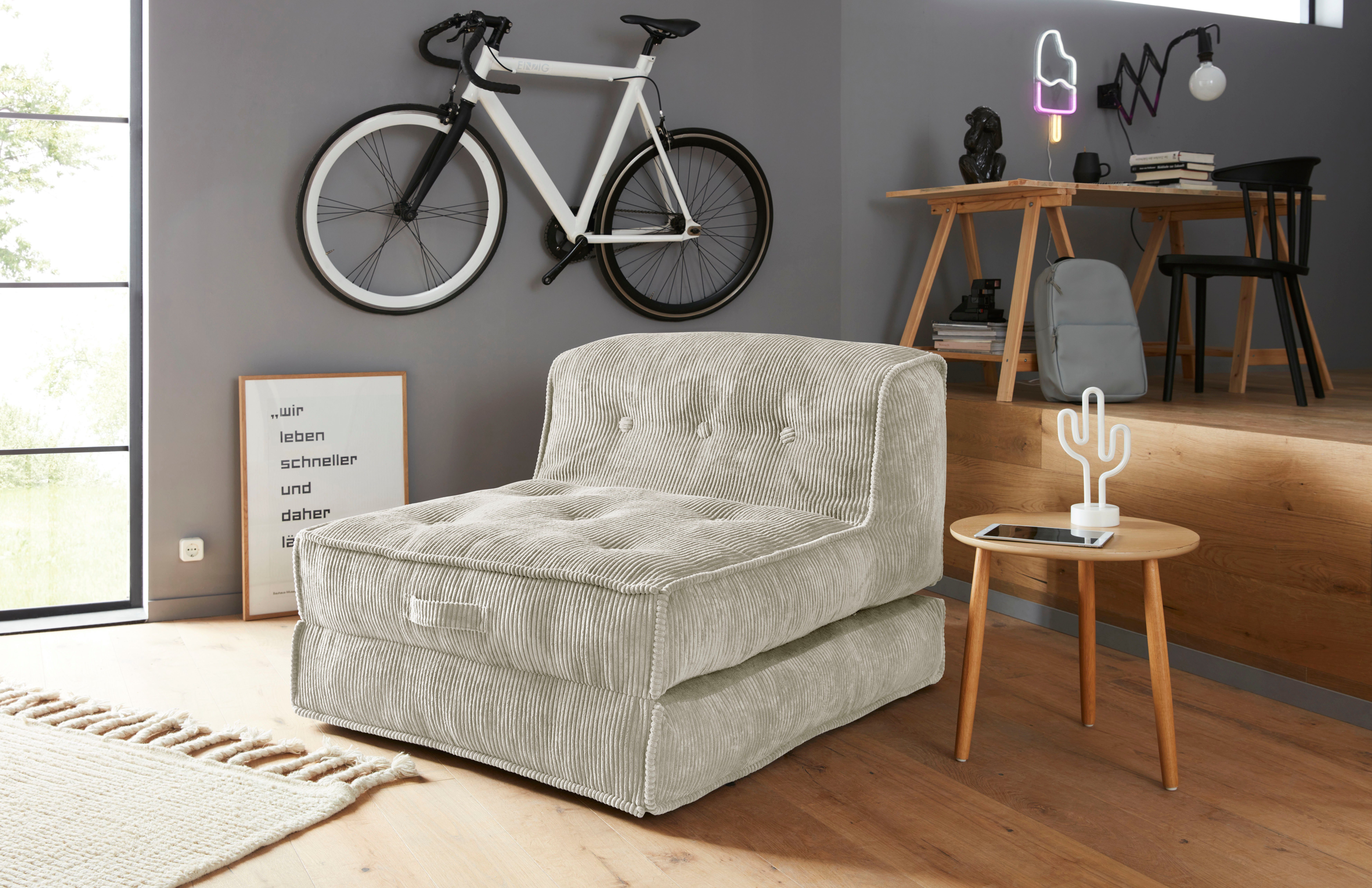 INOSIGN Sessel "Pia", Loungesessel aus Cord, in 2 Größen, Pouf-Funktion. günstig online kaufen