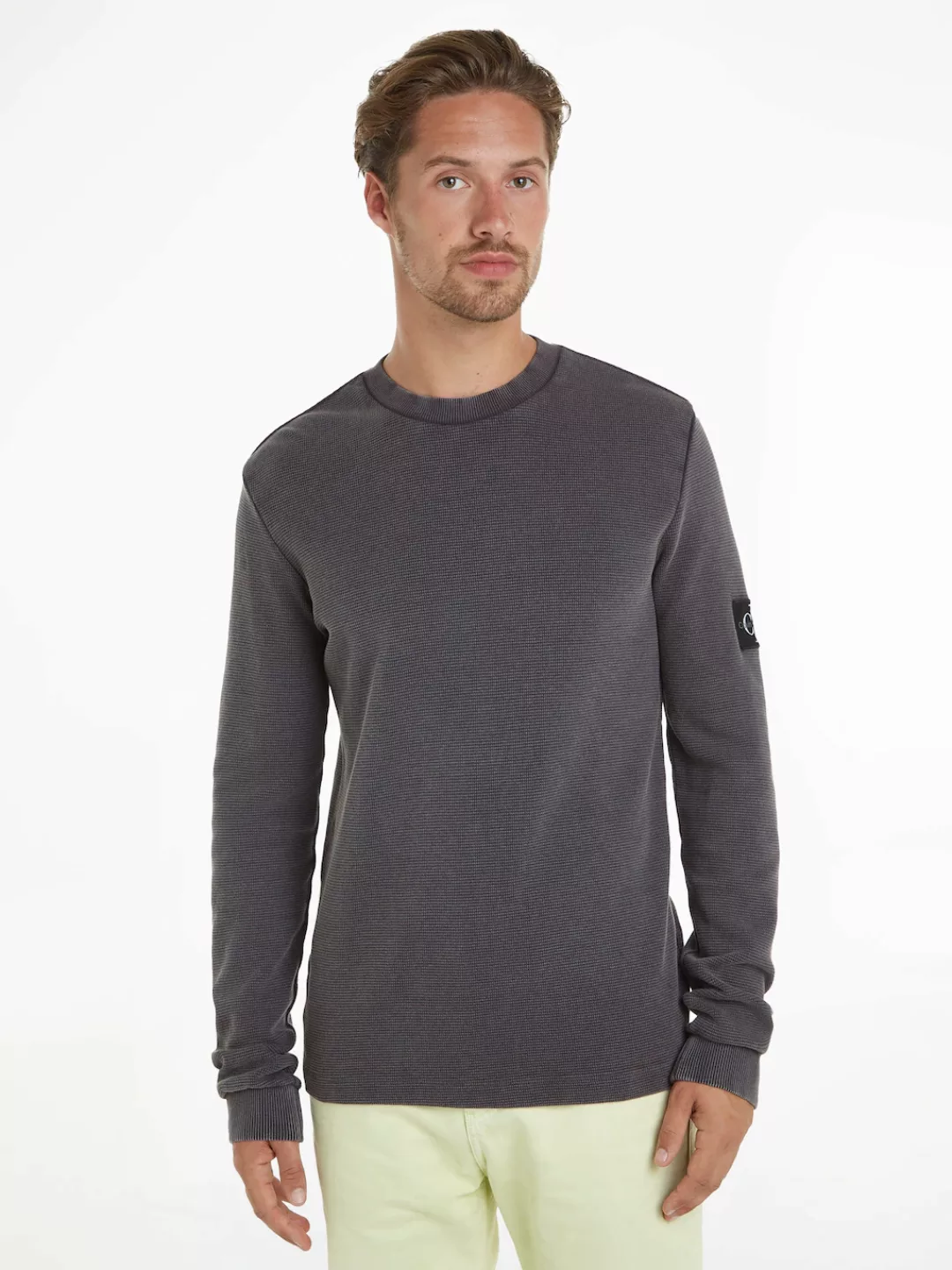 Calvin Klein Jeans Langarmshirt WASHED BADGE WAFFLE LS TEE mit Logopatch günstig online kaufen