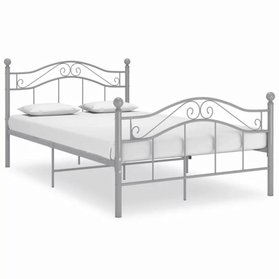 vidaXL Bettgestell Bett Grau Metall 120x200 cm Bett Bettrahmen Bettgestell günstig online kaufen