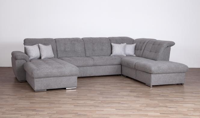 Wohnlandschaft U Couch inkl. Zierkissen ca. 357 cm breit Grau günstig online kaufen