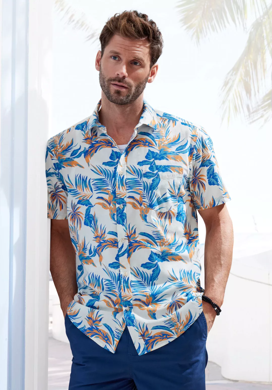 John Devin Hawaiihemd "Regular fit", Kurzarm, Freizeithemd mit Palmendruck günstig online kaufen