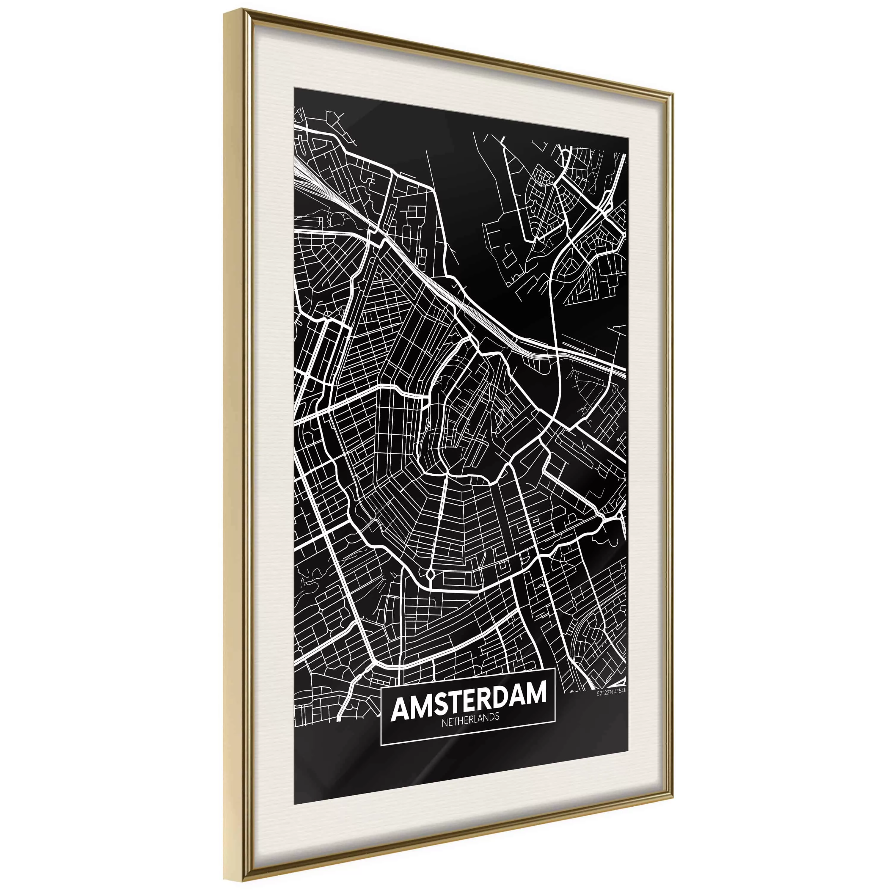 Poster - City Map: Amsterdam (dark) günstig online kaufen