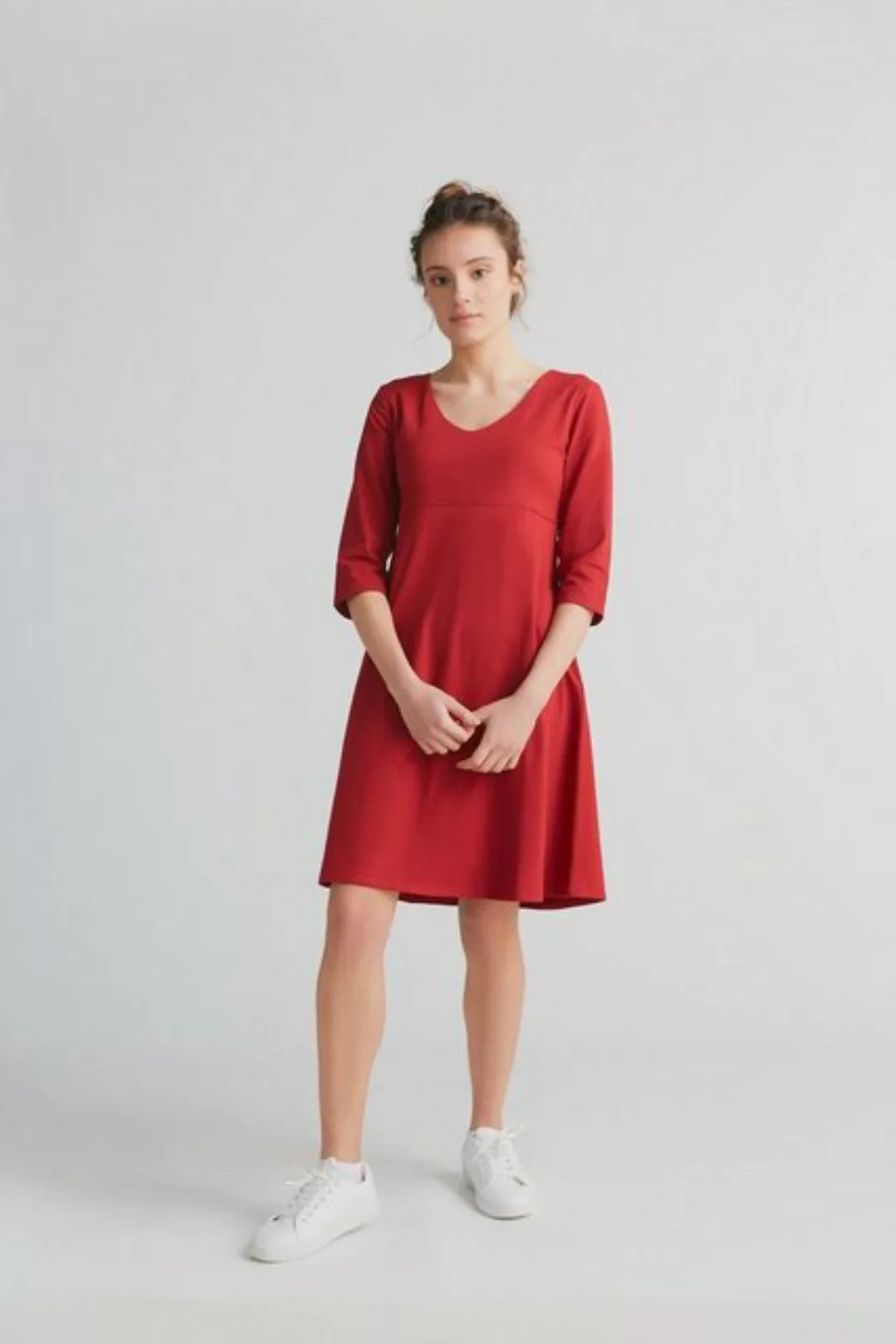 Leela COTTON Tunikakleid 3/4 Arm V-Neck Kleid günstig online kaufen