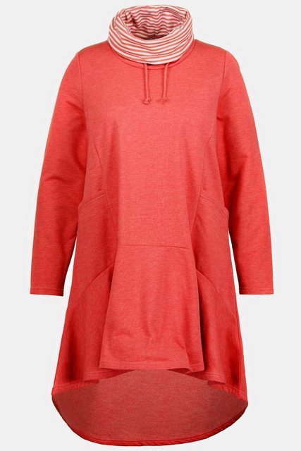 Ulla Popken Sweatshirt Sweatkleid A-Linie drapierter Stehkragen Langarm günstig online kaufen