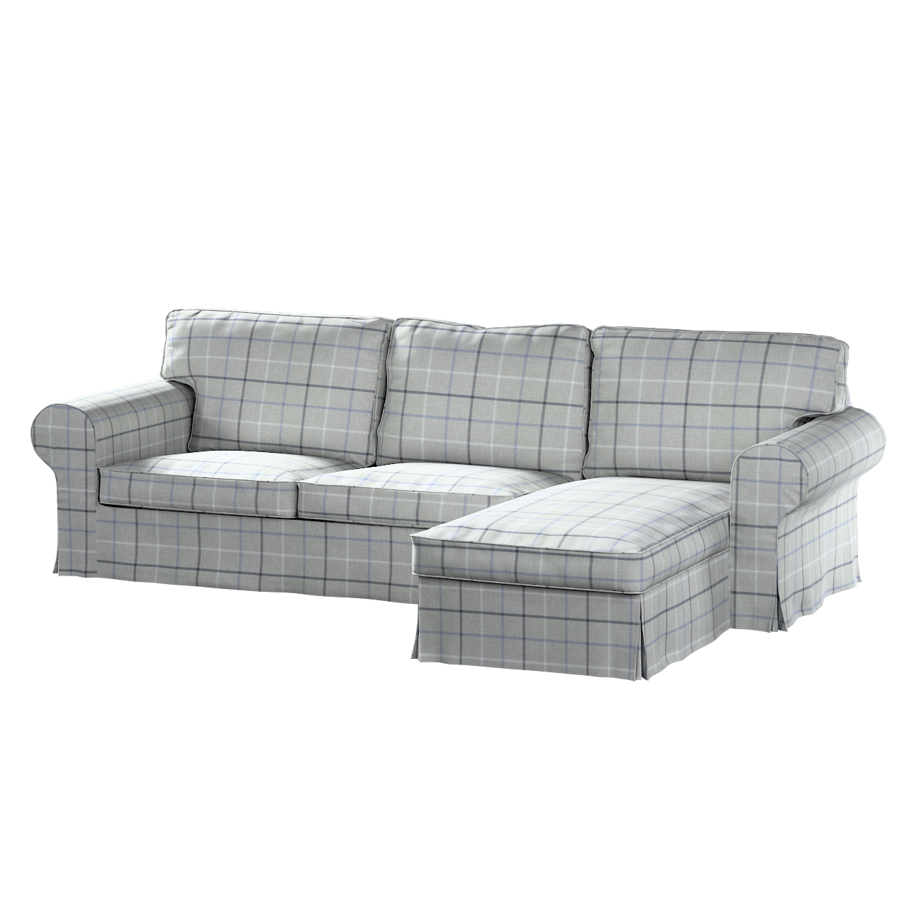 Bezug für Ektorp 2-Sitzer Sofa mit Recamiere, hellblau- grau, Ektorp 2-Sitz günstig online kaufen