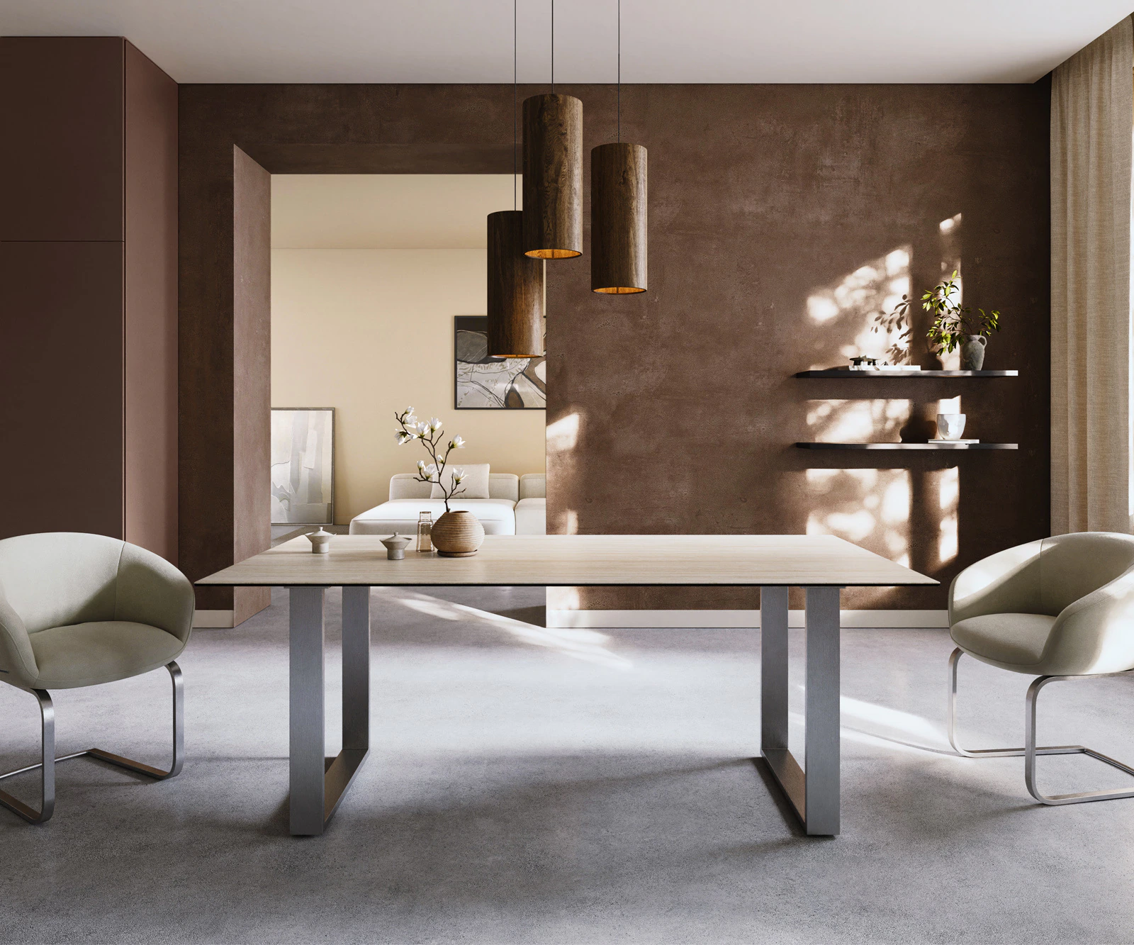 Esstisch Edge 200x100 Keramik Laminam® Travertino Bianco Creme-Weiß Edelsta günstig online kaufen