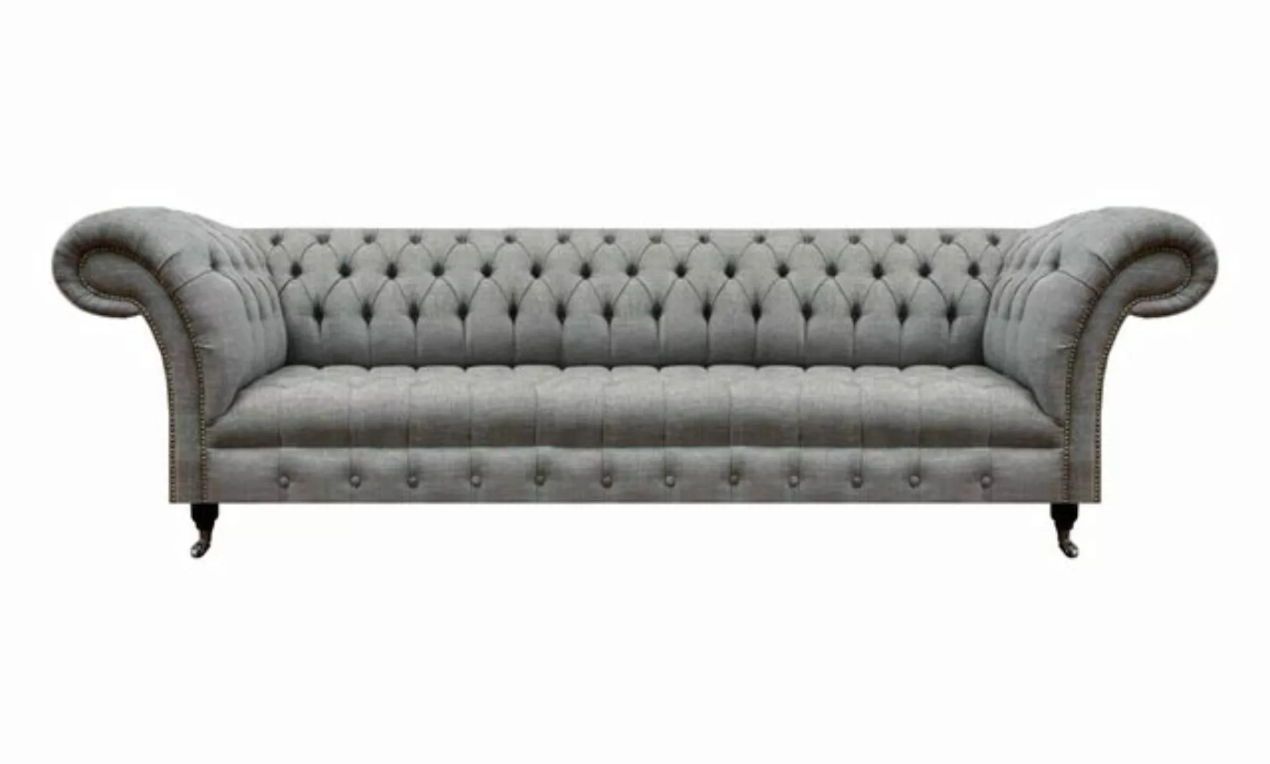 JVmoebel Chesterfield-Sofa Wohnzimmer Luxus Grau Viersitzer Sofa Chesterfie günstig online kaufen