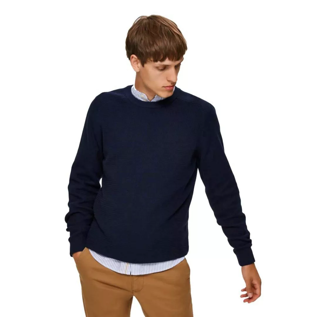 Selected Cornelius Structure Rundhalsausschnitt Sweater 2XL Navy Blazer günstig online kaufen