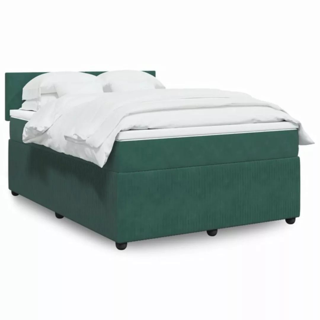 vidaXL Boxspringbett, Boxspringbett mit Matratze Dunkelgrün 140x190 cm Samt günstig online kaufen