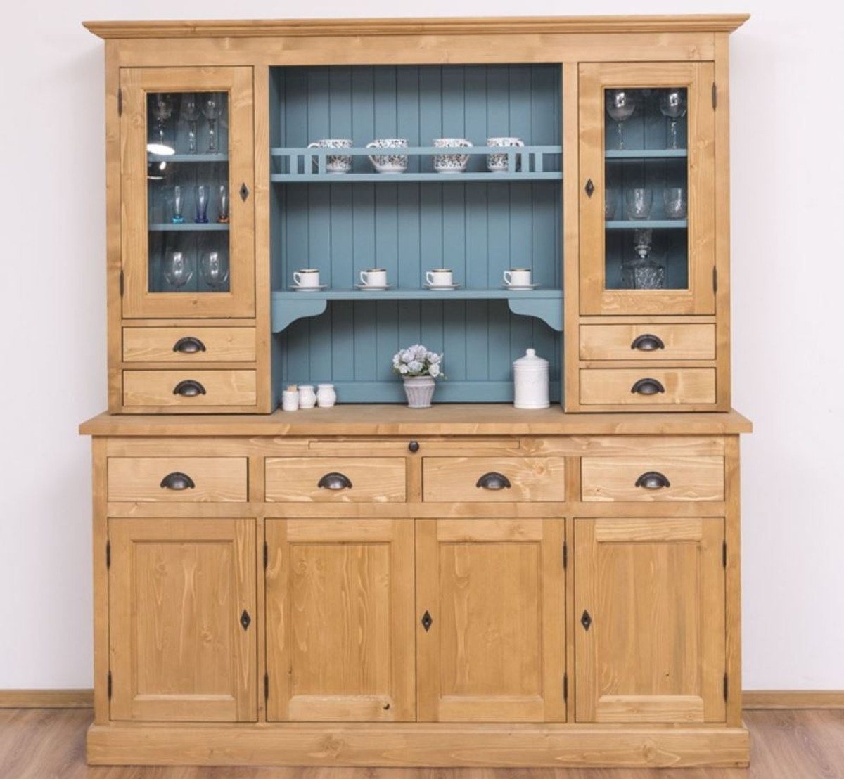 Casa Padrino Küchenbuffet Landhausstil Küchenschrank Naturfarben / Hellblau günstig online kaufen