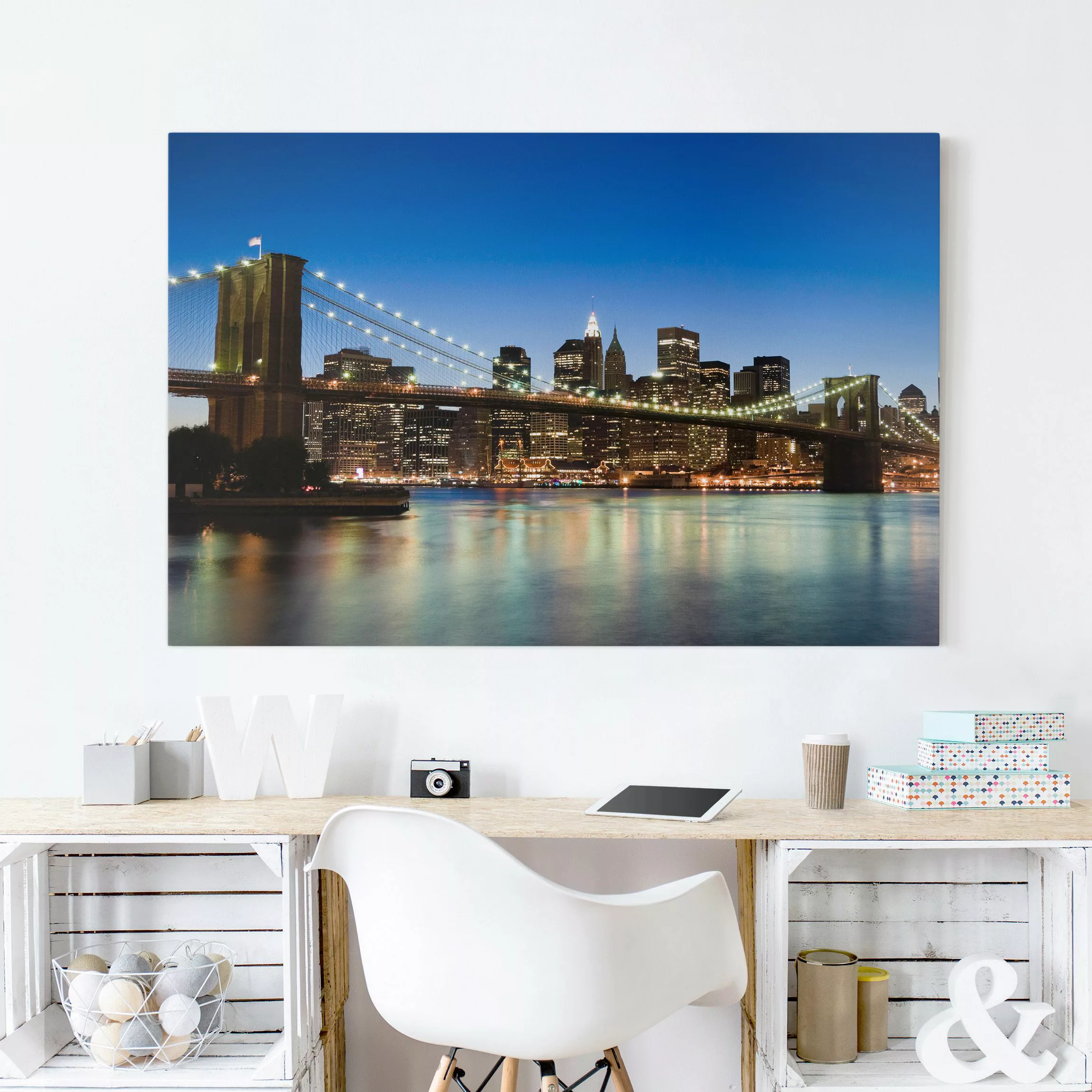 Leinwandbild New York - Querformat Brooklyn Brücke in New York günstig online kaufen