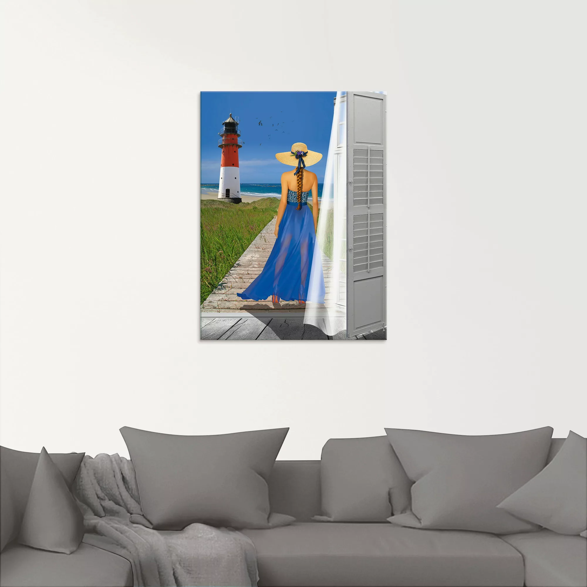 Artland Glasbild "Urlaub am Meer", Frau, (1 St.) günstig online kaufen