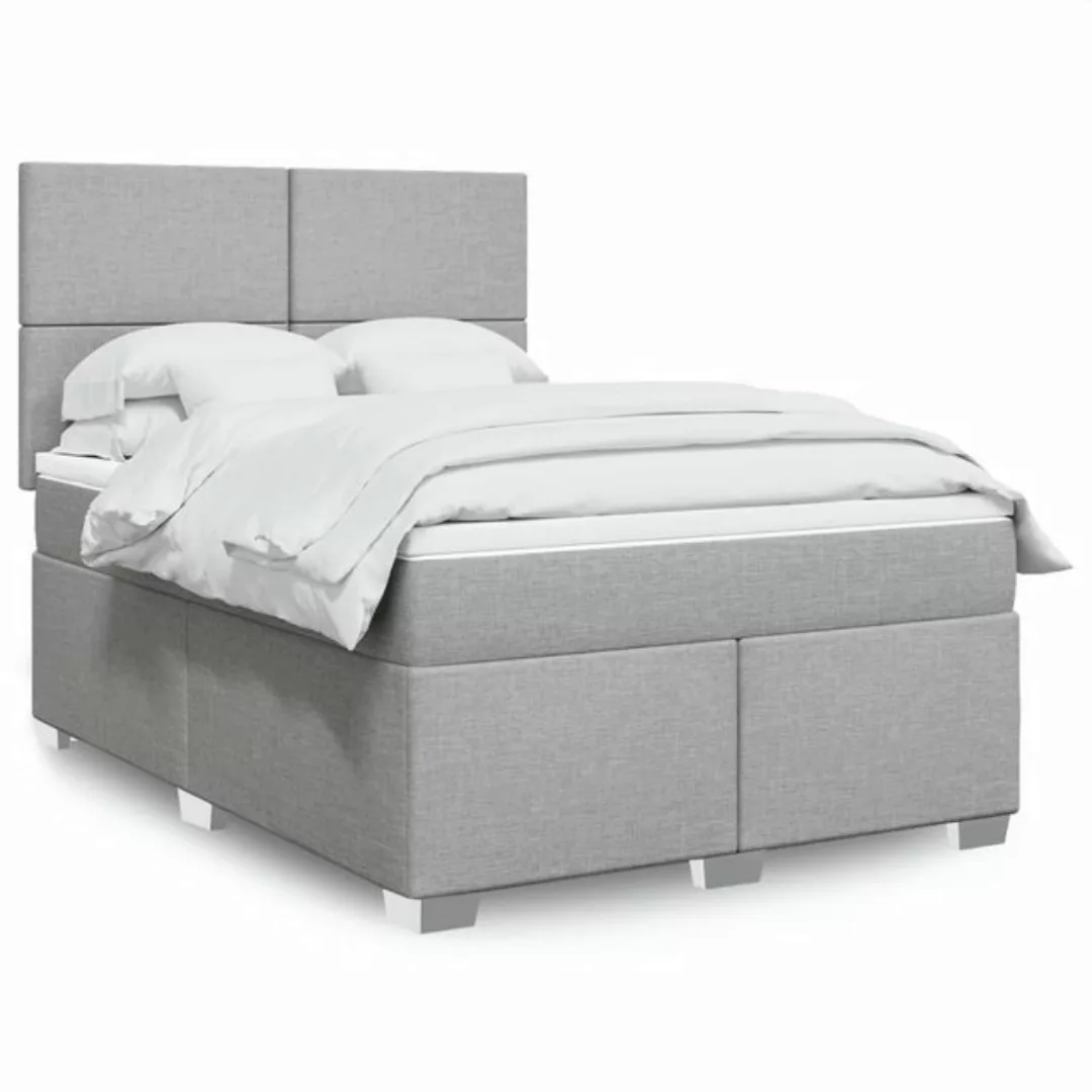 vidaXL Boxspringbett, Boxspringbett mit Matratze Hellgrau 160x200 cm Stoff günstig online kaufen