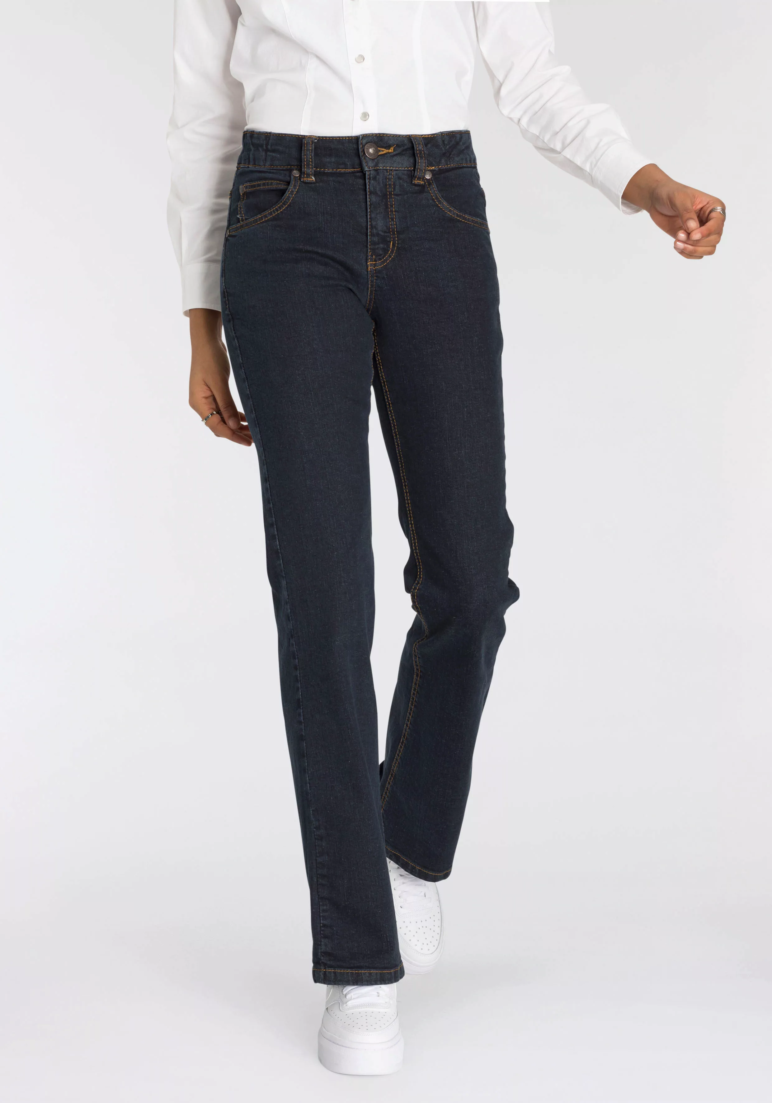 Arizona Bootcut-Jeans "Bund mit seitlichem Gummizugeinsatz", High Waist günstig online kaufen