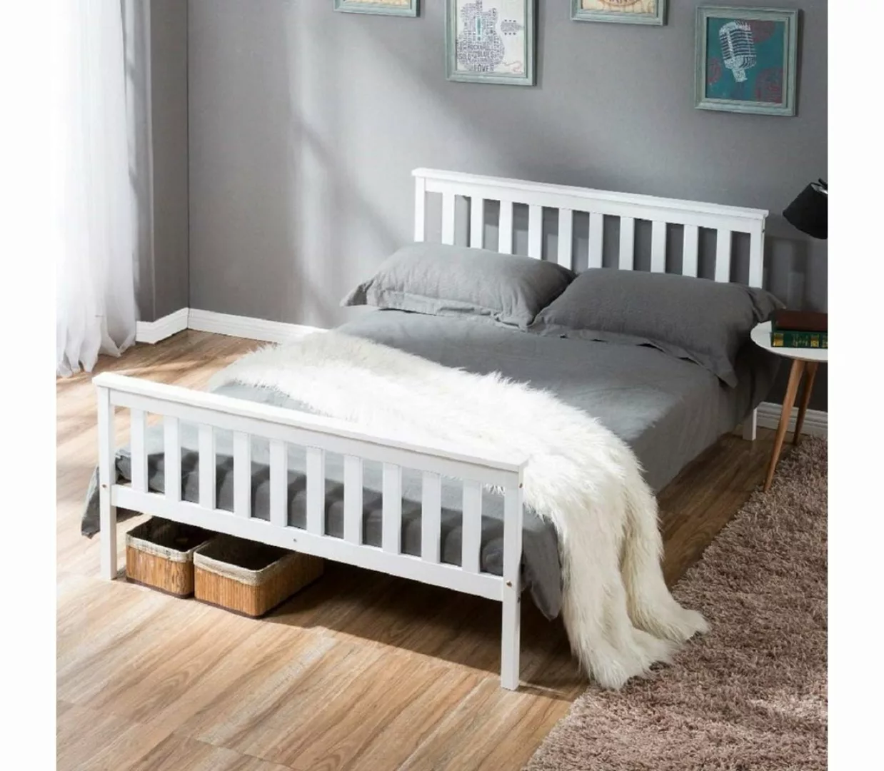 WISHDOR Massivholzbett Holzbett Doppelbett Einzelbett Holz Bett Kinderbett günstig online kaufen