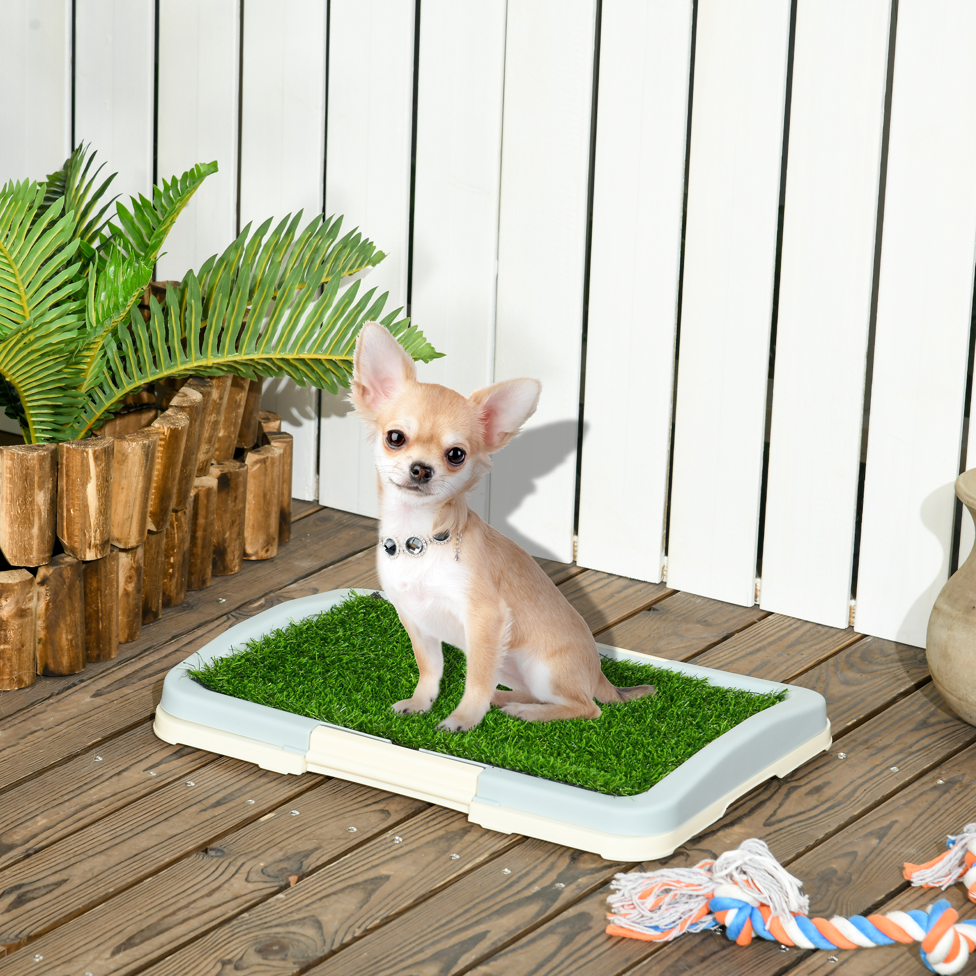 PawHut Hundetoilette mit künstlichem Rasenteppich-Plateau und Gitterpaneel, günstig online kaufen