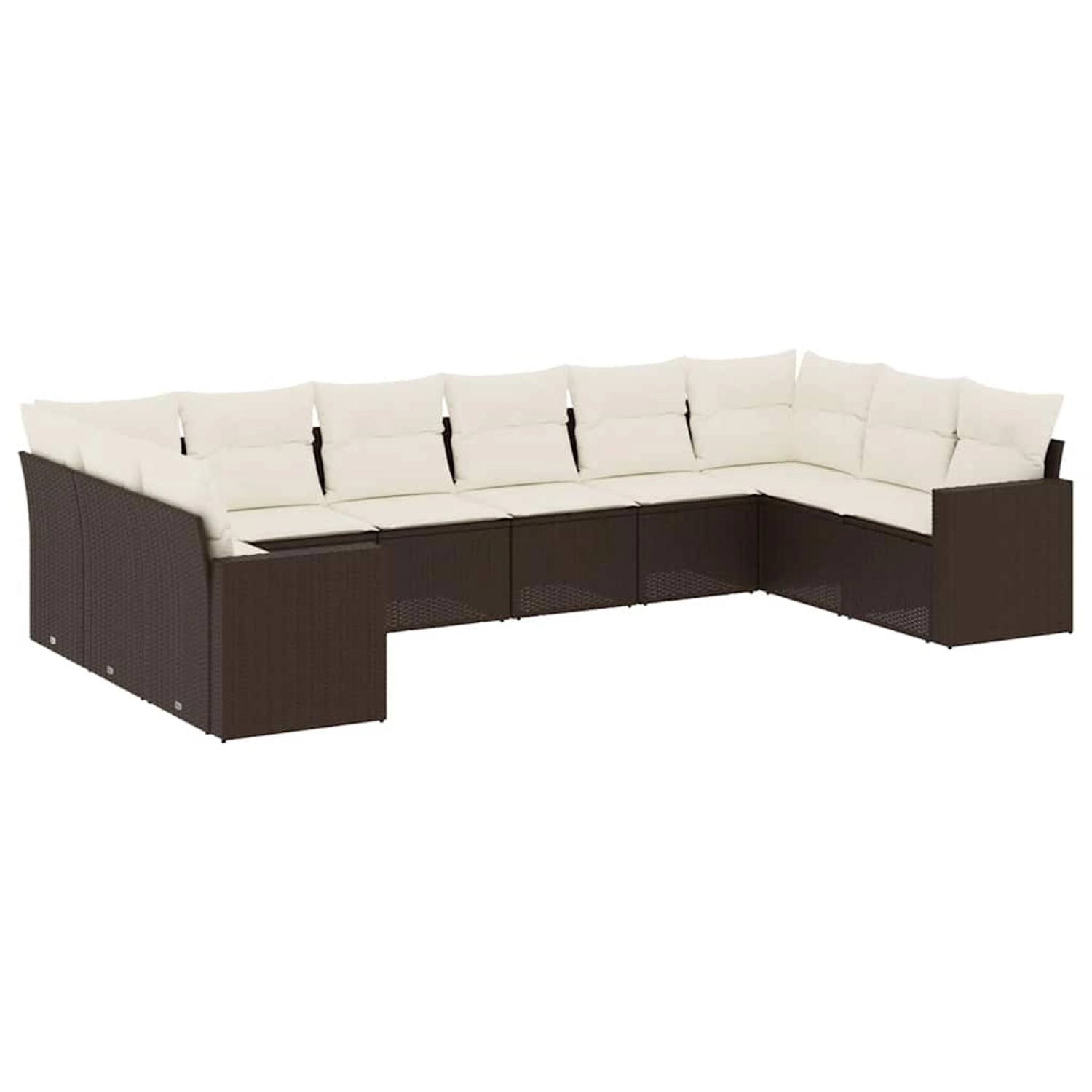 vidaXL 10-Tlg Garten-Sofagarnitur mit Kissen Braun Poly Rattan 3219463 günstig online kaufen
