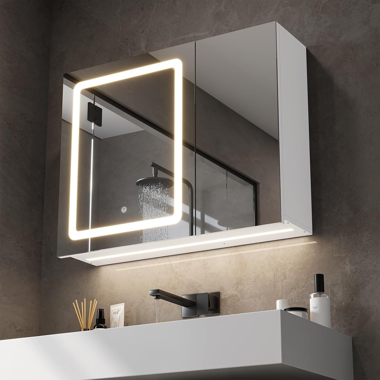 MSMASK Spiegelschrank Spiegelschrank mit 2 LED günstig online kaufen