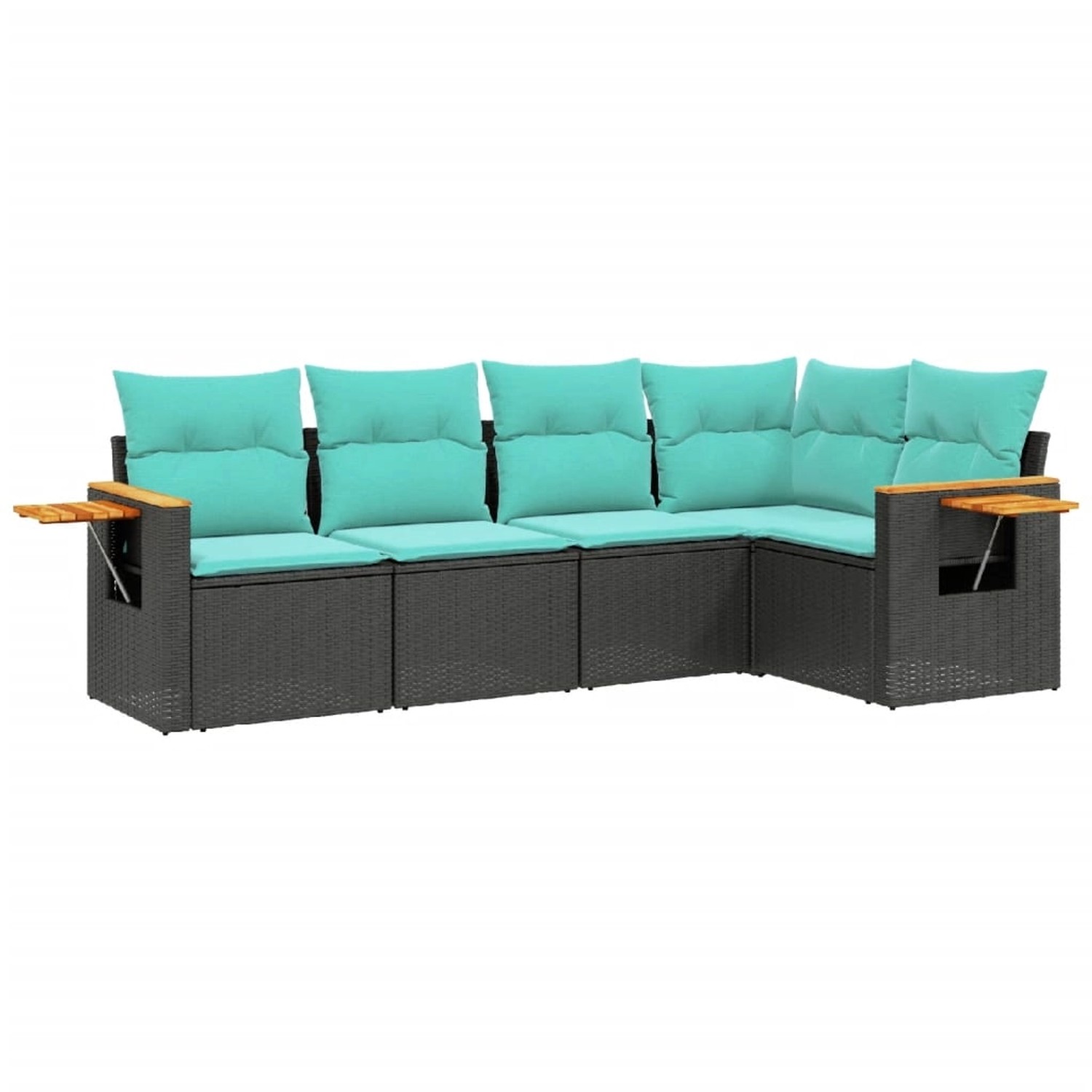 vidaXL 5-Tlg Garten-Sofagarnitur mit Kissen Schwarz Poly Rattan 3226785 günstig online kaufen