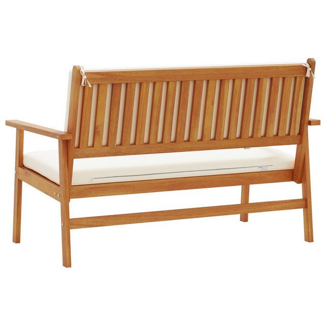 vidaXL Loungesofa Natürliches Holz, Cremeweiß nholz, Polyester 120 cm Bank, günstig online kaufen