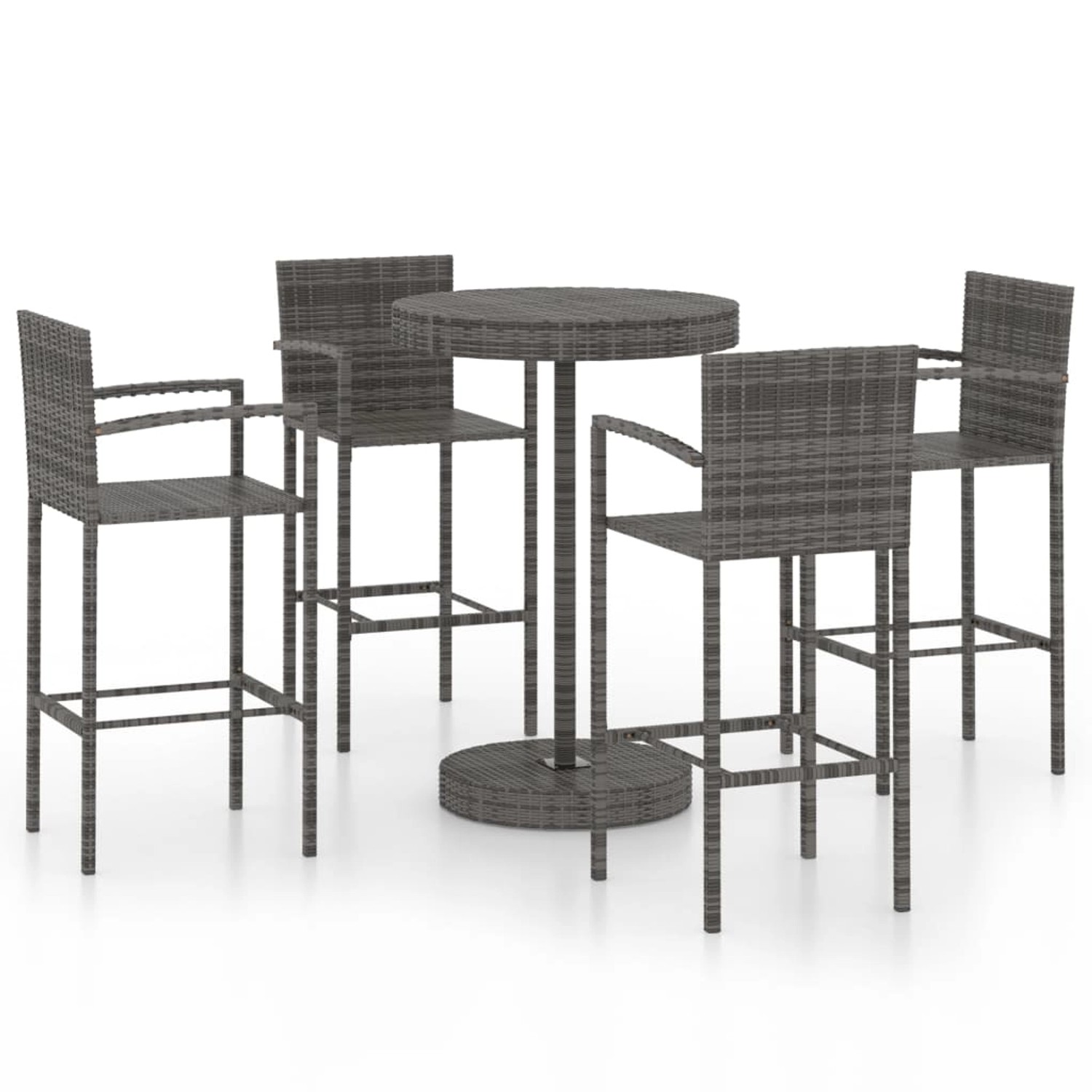 5-tlg. Gartenbar-set Poly Rattan Grau günstig online kaufen