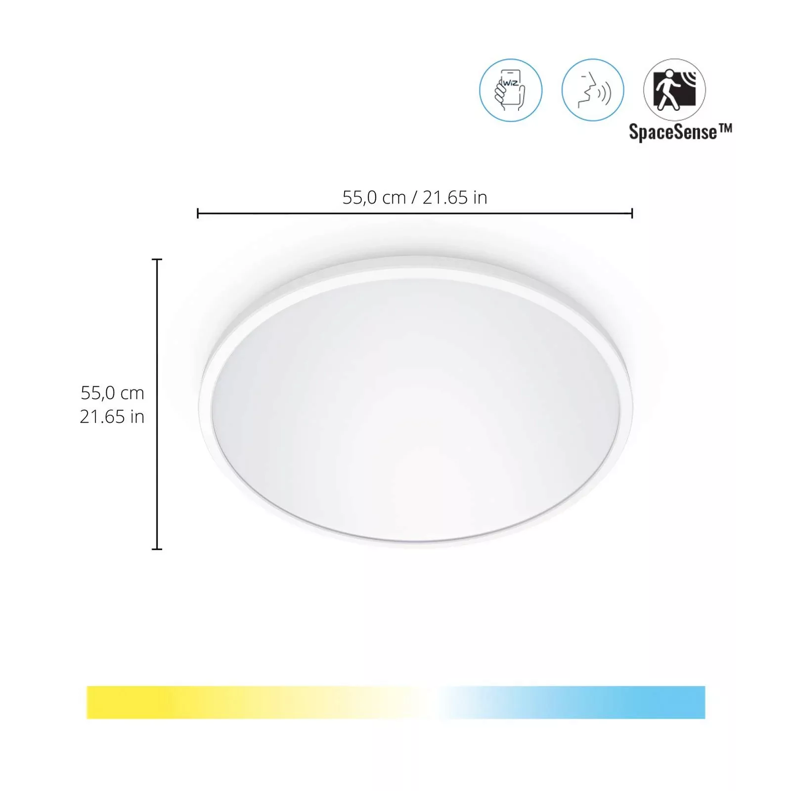 WiZ SuperSlim LED-Deckenleuchte CCT Ø55cm weiß günstig online kaufen