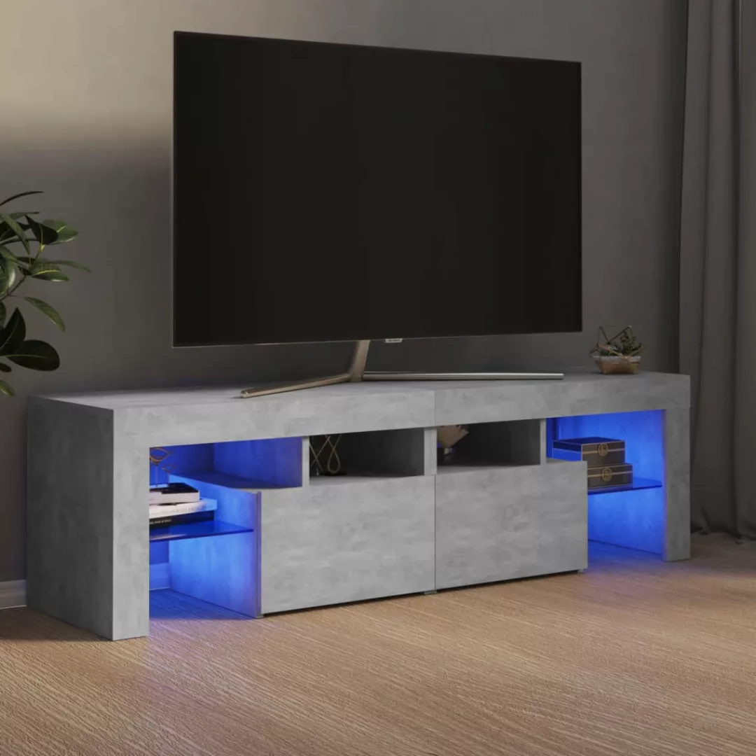 vidaXL TV-Schrank TV-Schrank mit LED-Leuchten Betongrau 140x35x40 cm Lowboa günstig online kaufen