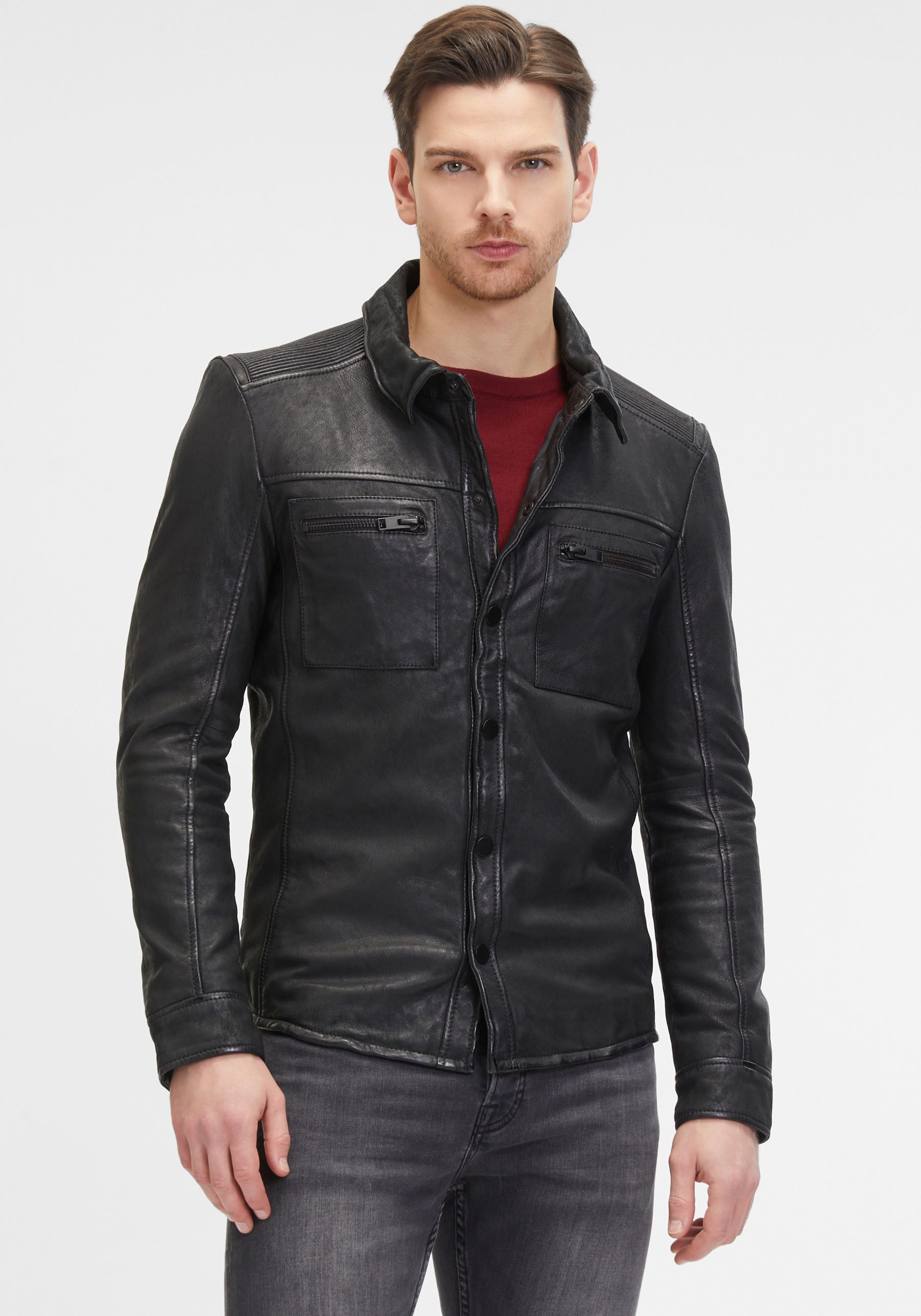Mauritius Lederjacke "G2MImon SF", mit Druckerleiste, Reißverschlusstaschen günstig online kaufen