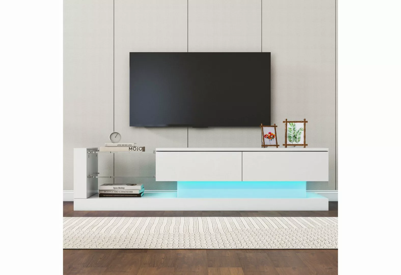 XDOVET TV-Schrank Stilvoller Hochglanz 140cm 16-farbige LED-Beleuchtung Wei günstig online kaufen