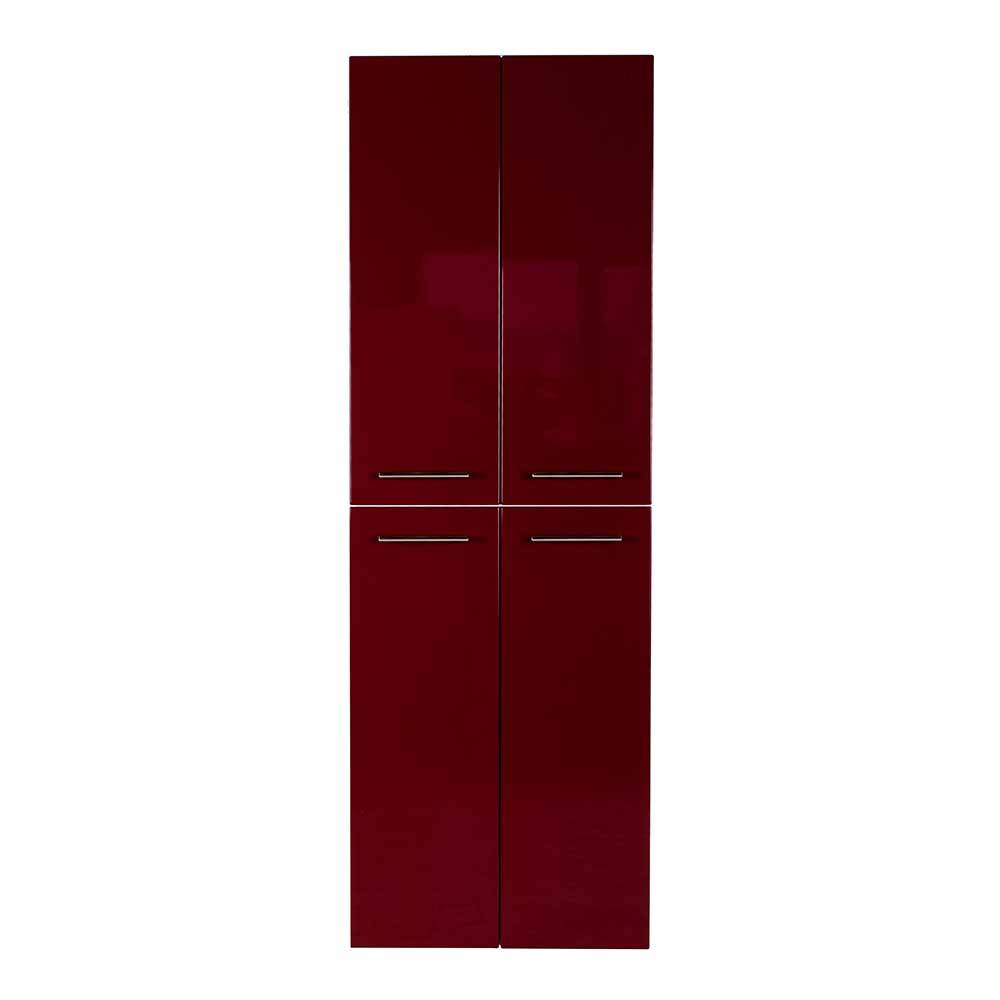 Badezimmer Hochschrank rot in modernem Design Metallgriffen günstig online kaufen