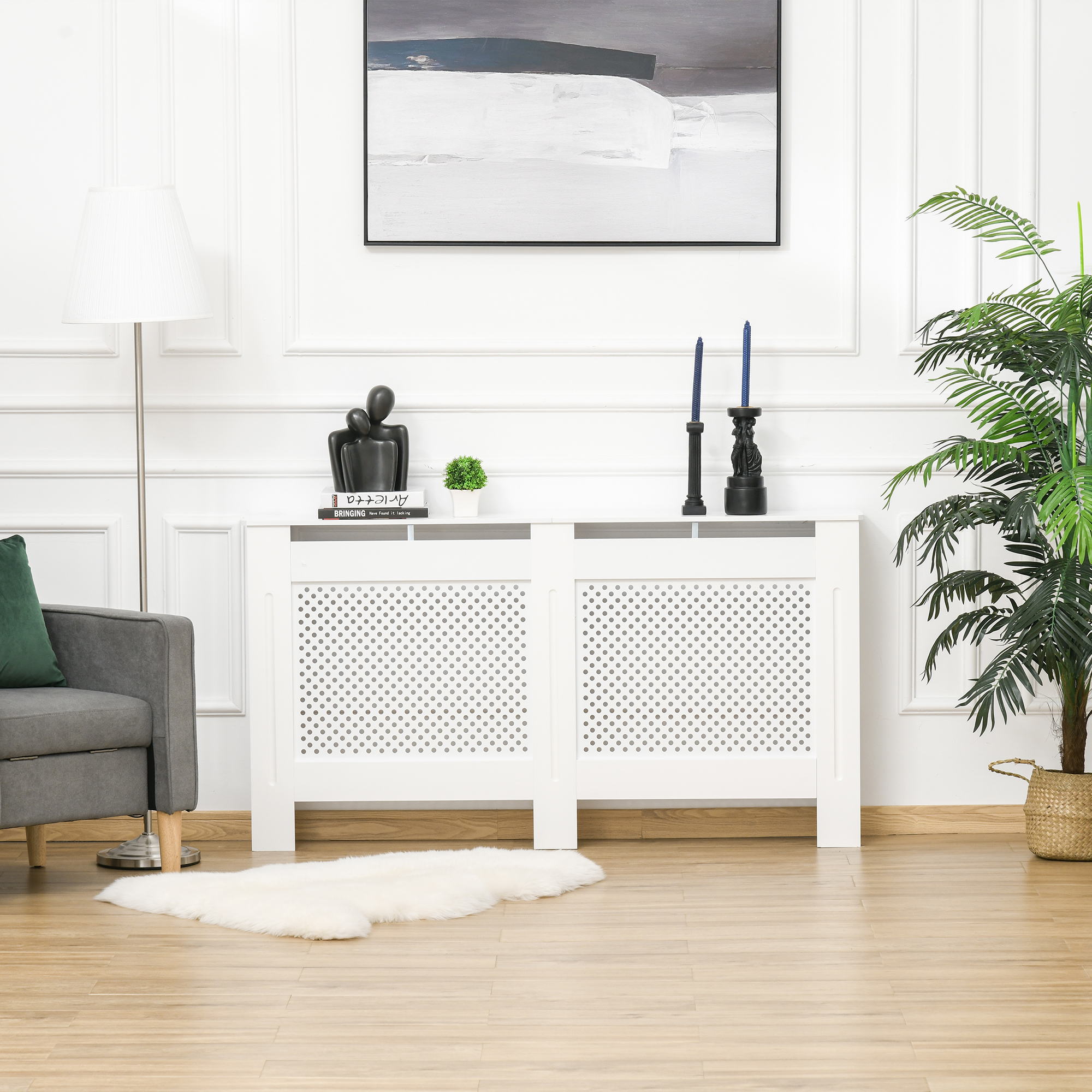 HOMCOM Heizkörperverkleidung Heizkörperabdeckung MDF Weiß 1515 x 19 x 82 cm günstig online kaufen