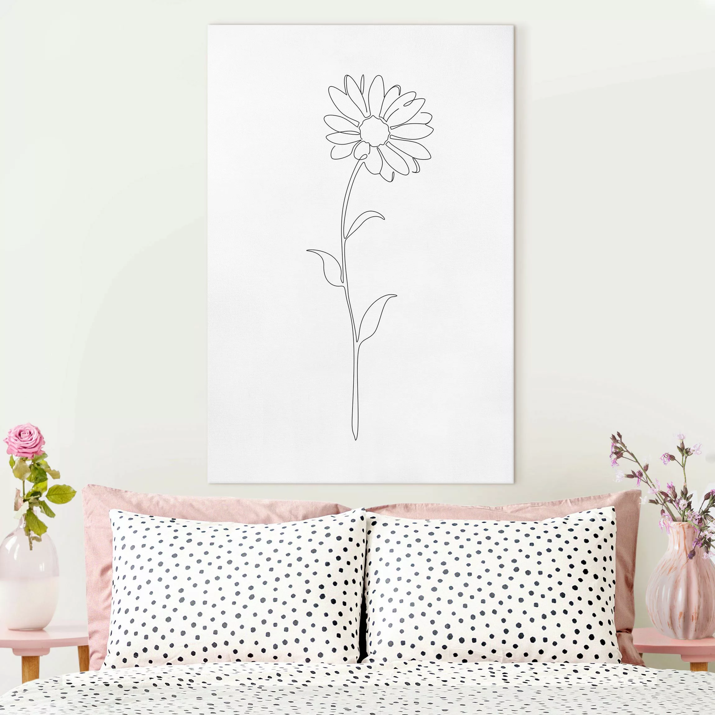 Leinwandbild Line Art Blumen - Margerite günstig online kaufen