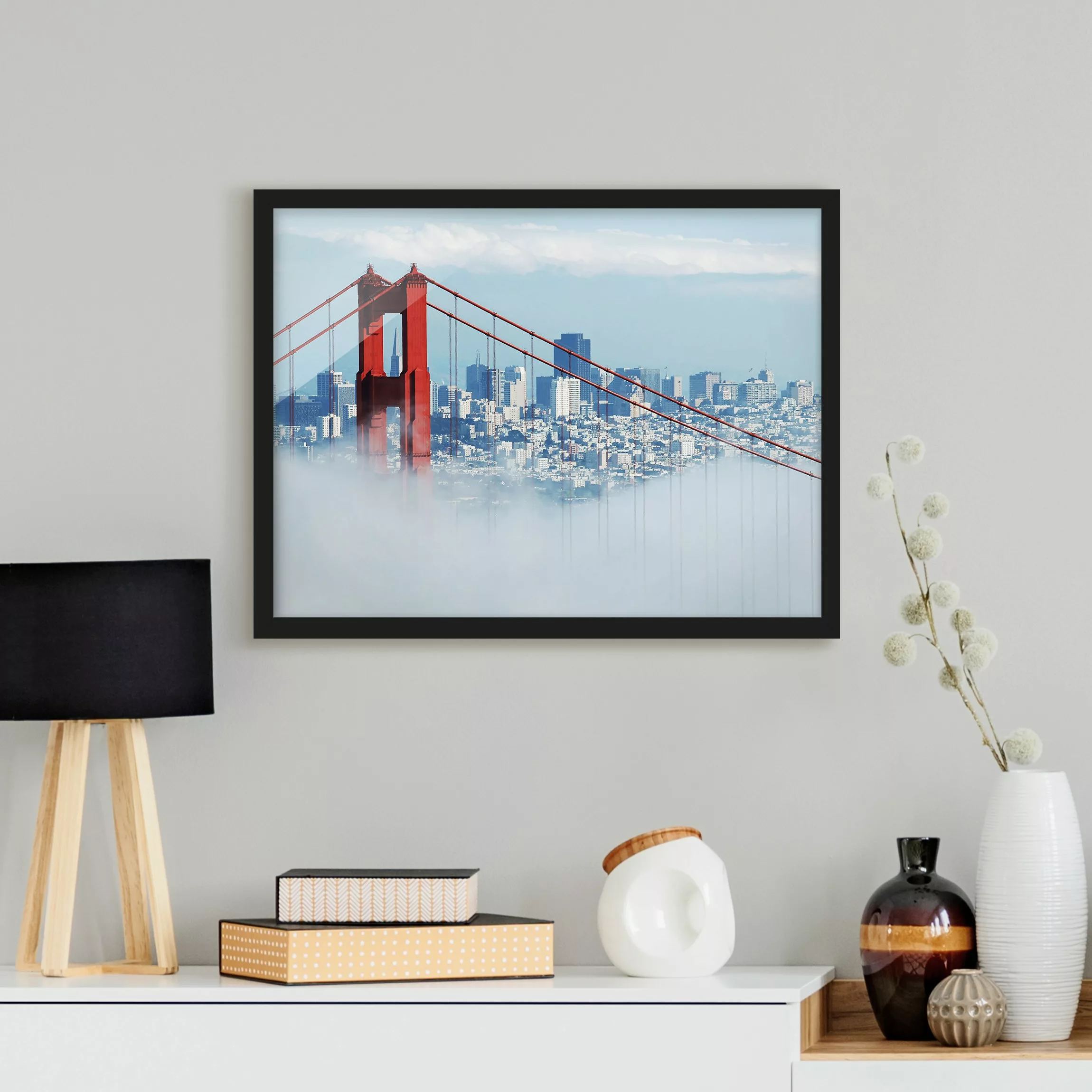 Bild mit Rahmen Architektur & Skyline - Querformat Good Morning San Francis günstig online kaufen